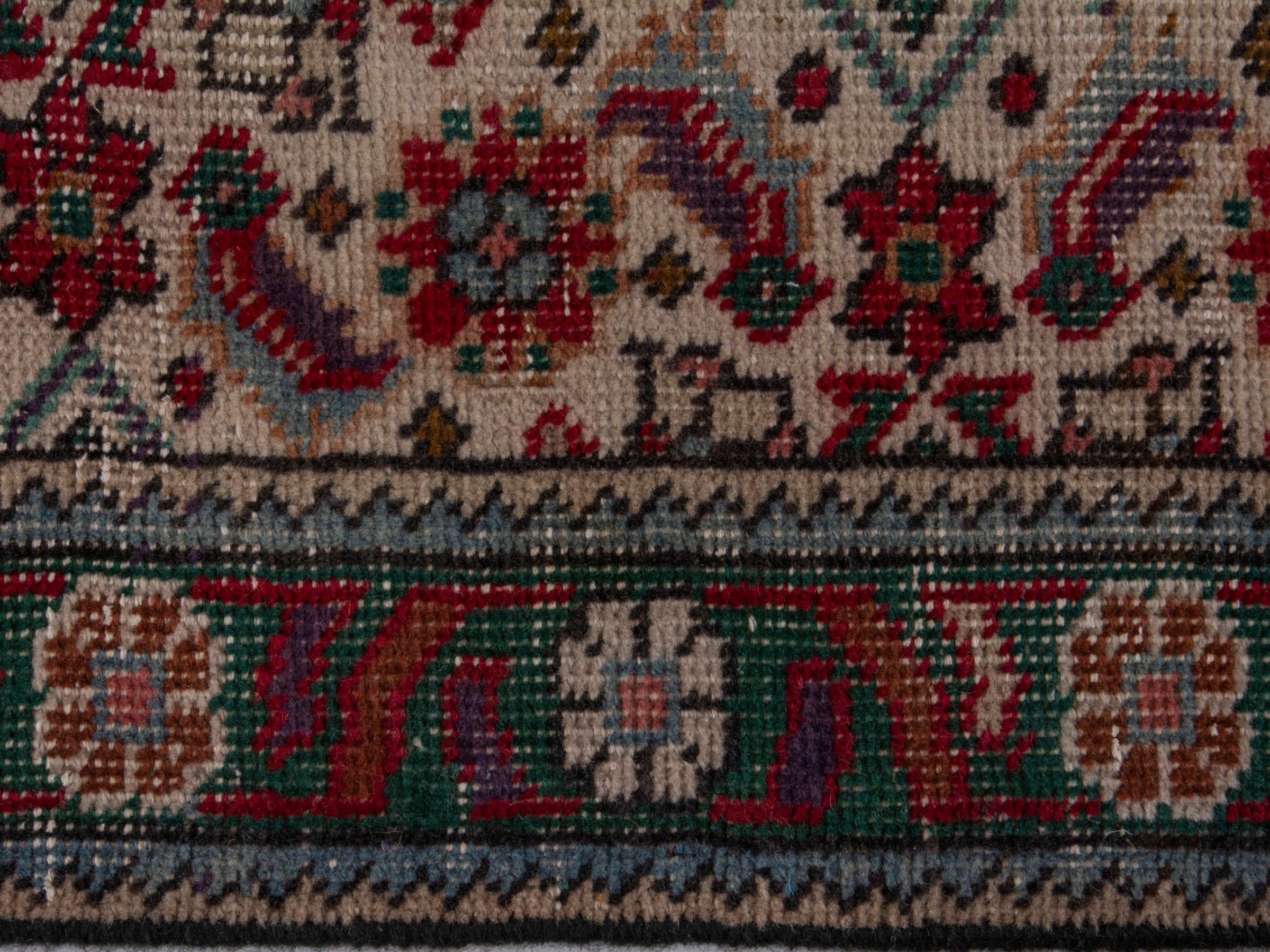Persian Tabriz runner rug in burgundy and charcoal, view 13 of 17