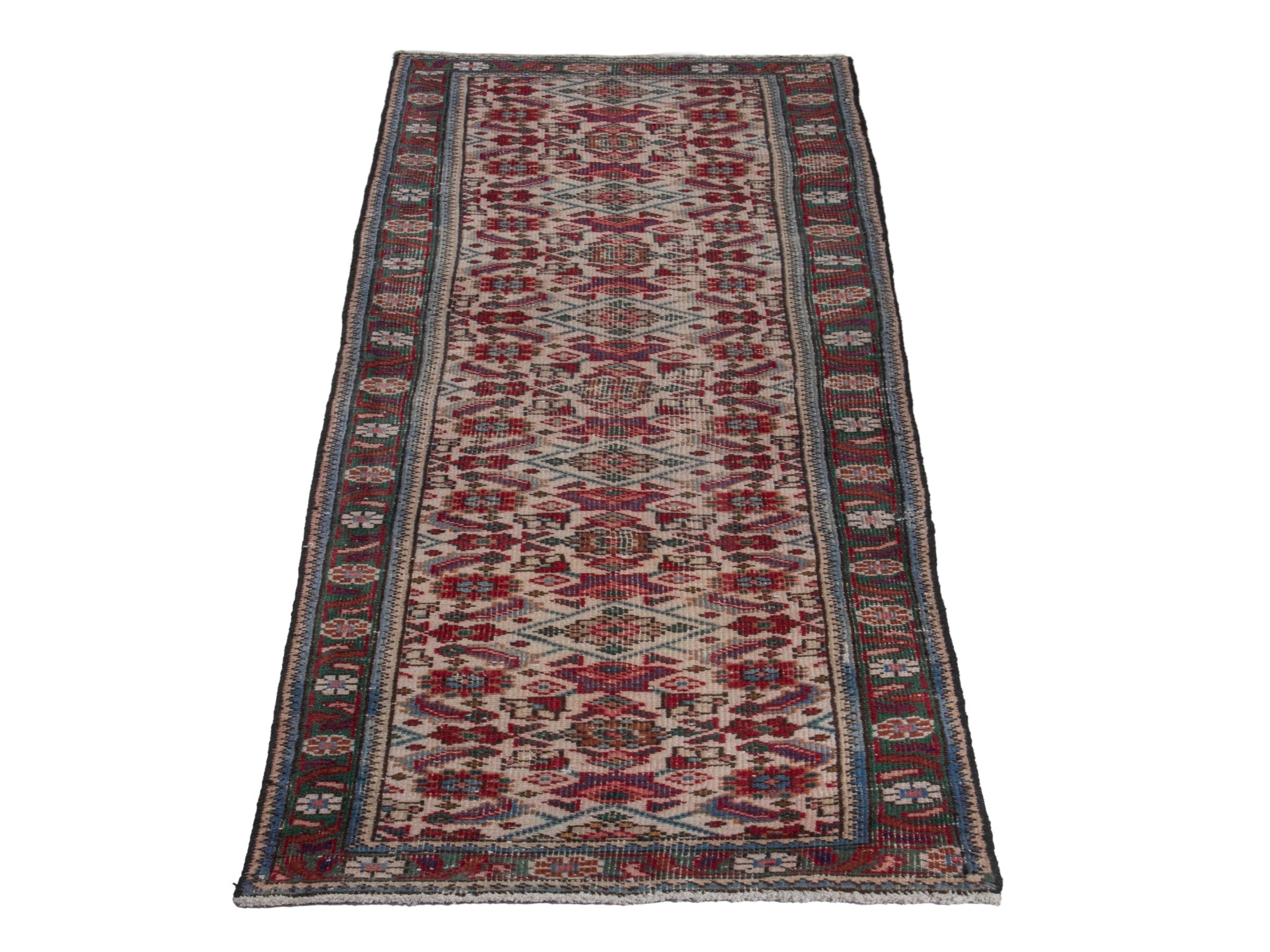 Persian Tabriz runner rug in burgundy and charcoal, view 2 of 17