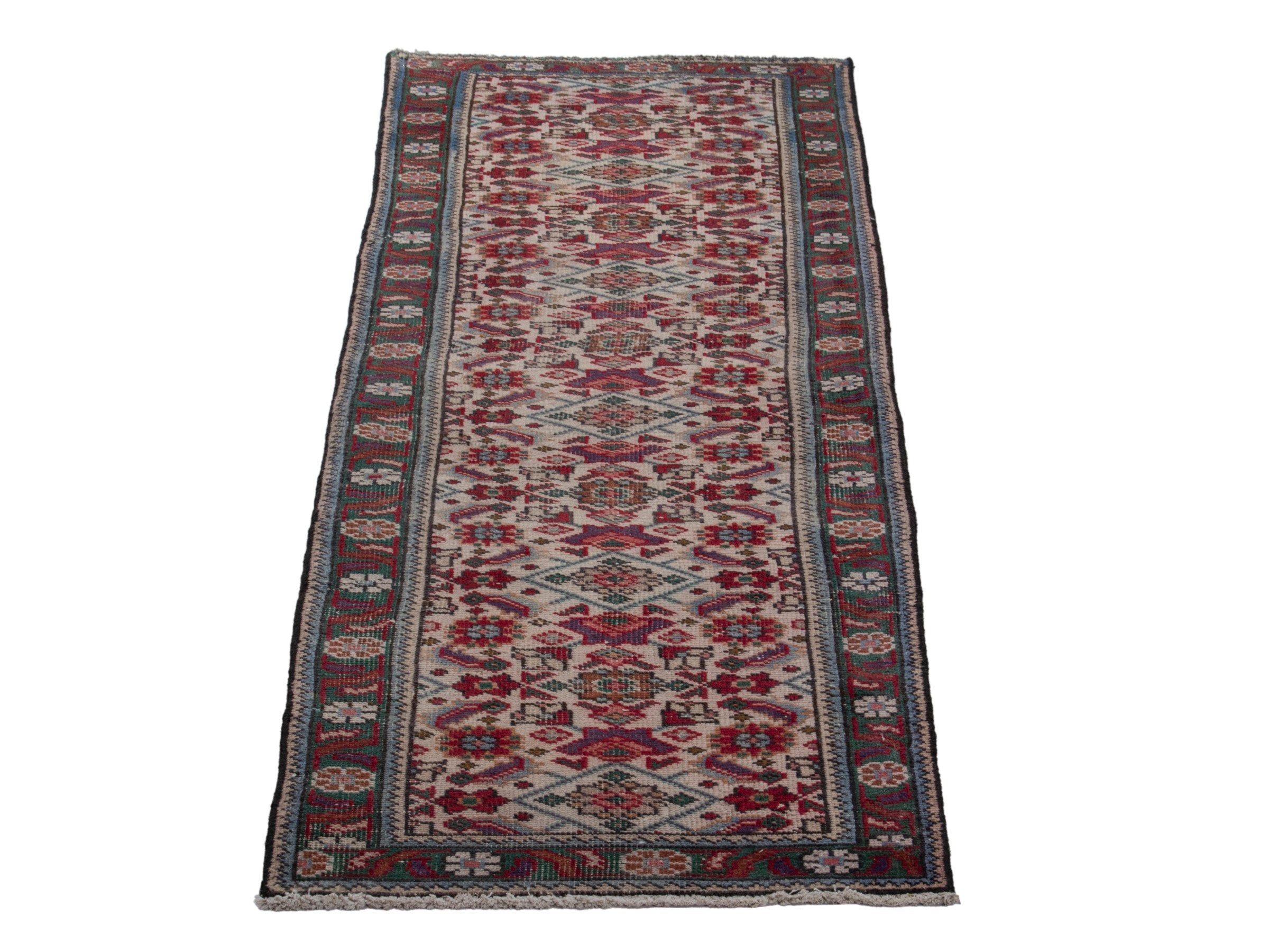 Persian Tabriz runner rug in burgundy and charcoal, view 3 of 17