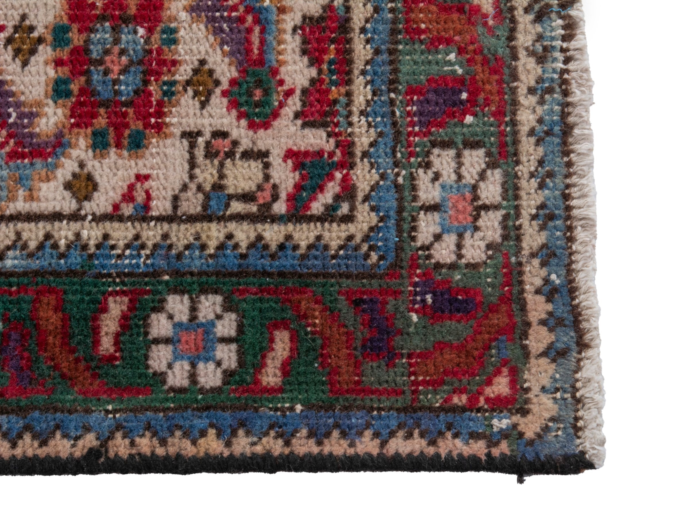 Persian Tabriz runner rug in burgundy and charcoal, view 5 of 17