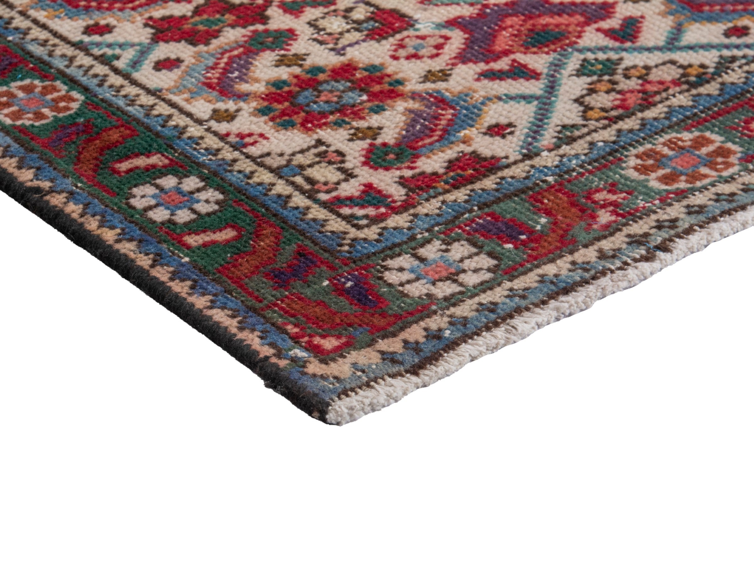 Persian Tabriz runner rug in burgundy and charcoal, view 6 of 17
