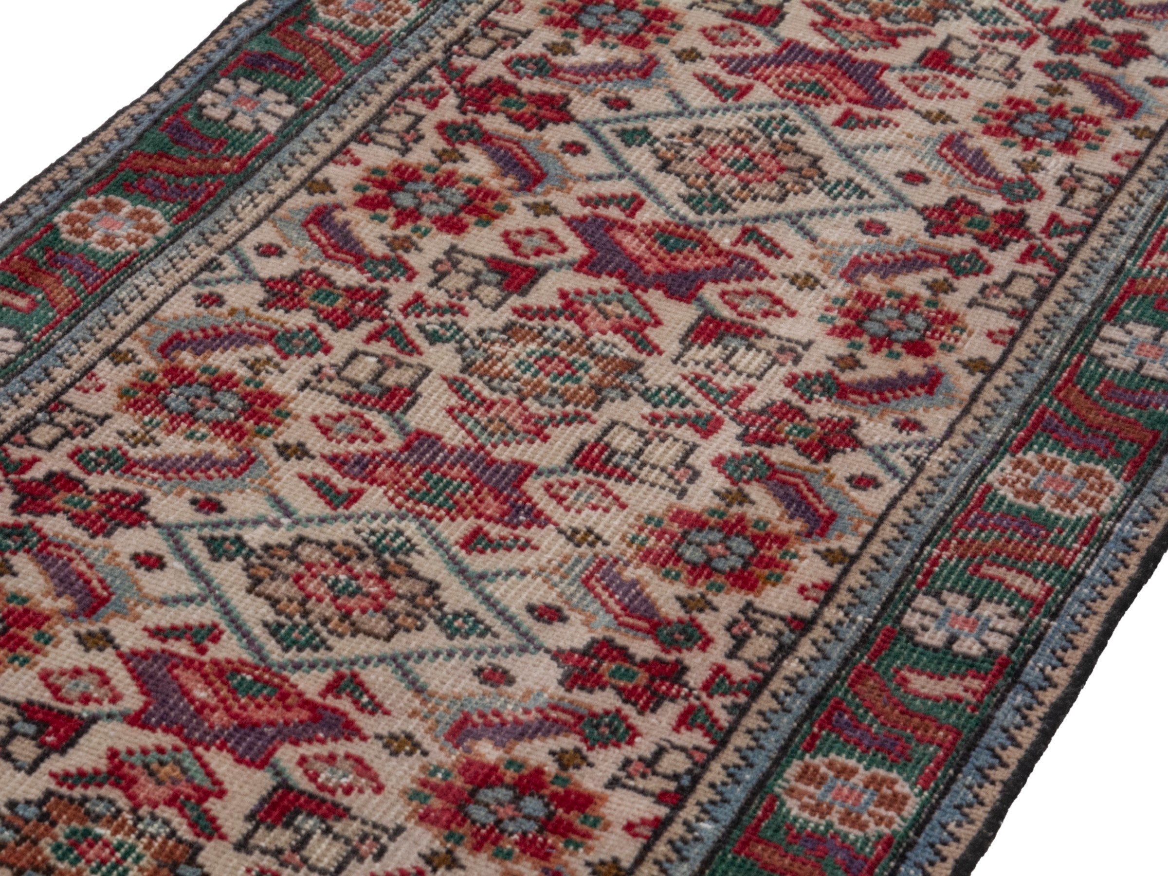 Persian Tabriz runner rug in burgundy and charcoal, view 9 of 17