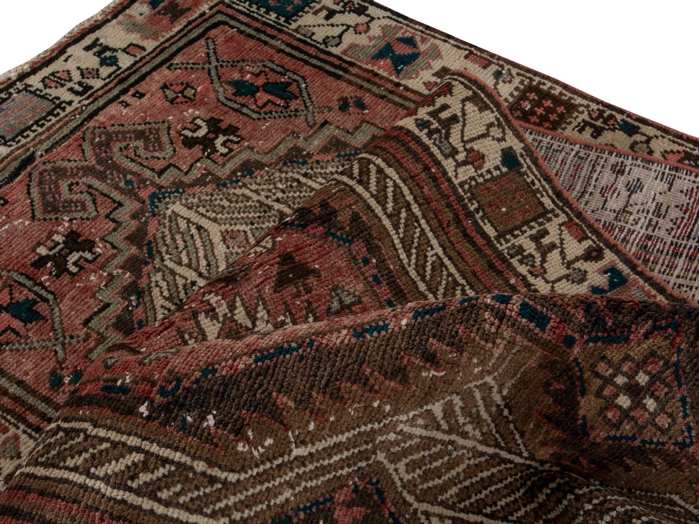 Persian Azerbaijan runner rug in muted pink and cream, view 14 of 17