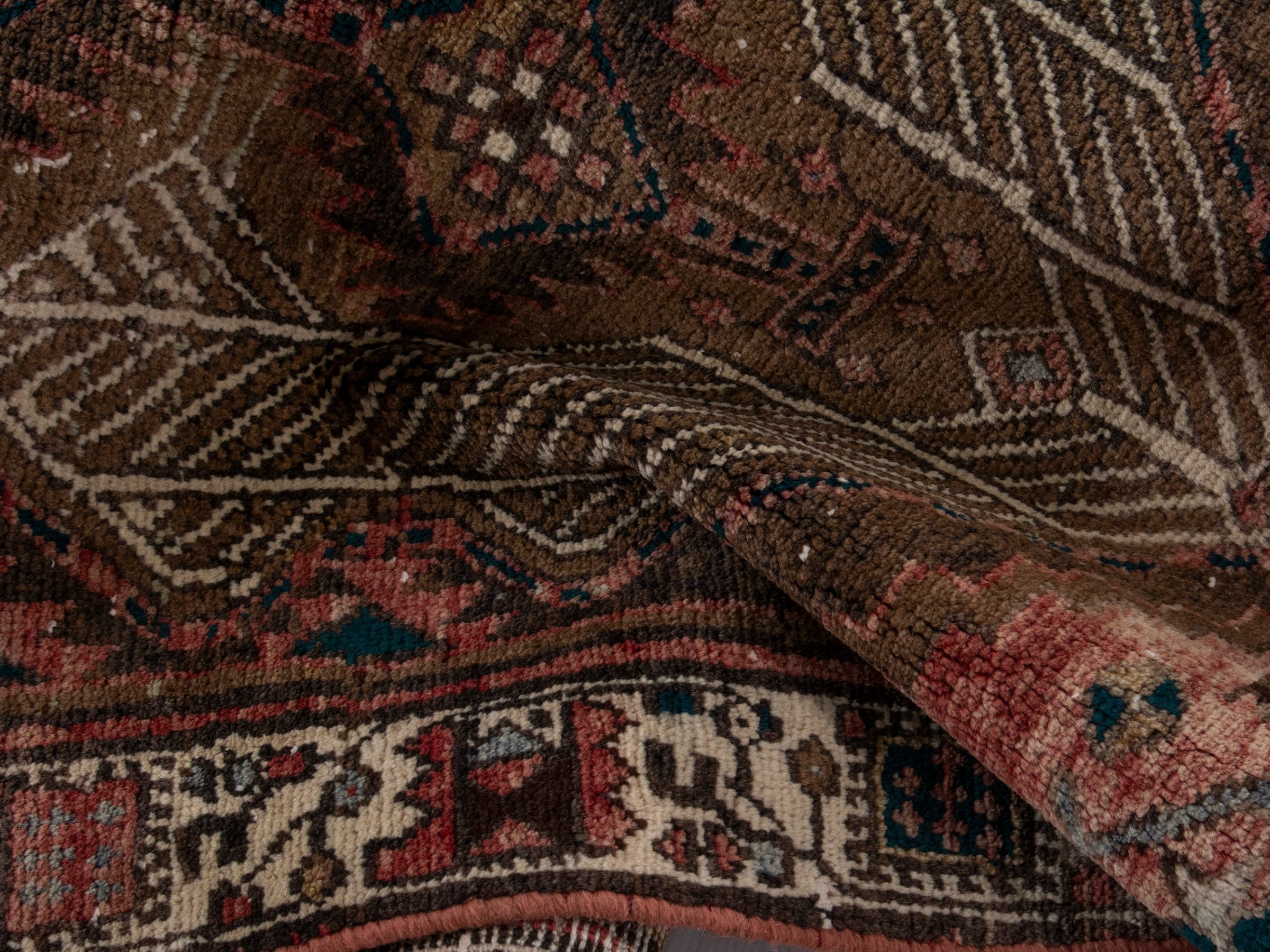 Persian Azerbaijan runner rug in muted pink and cream, view 15 of 17