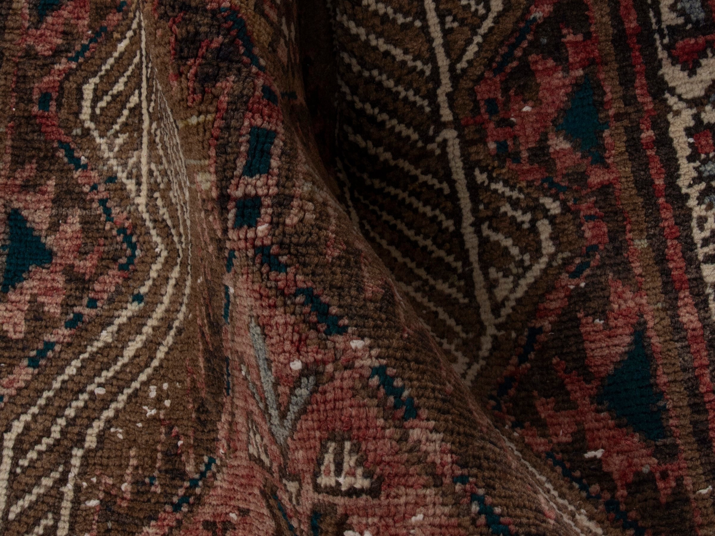 Persian Azerbaijan runner rug in muted pink and cream, view 16 of 17
