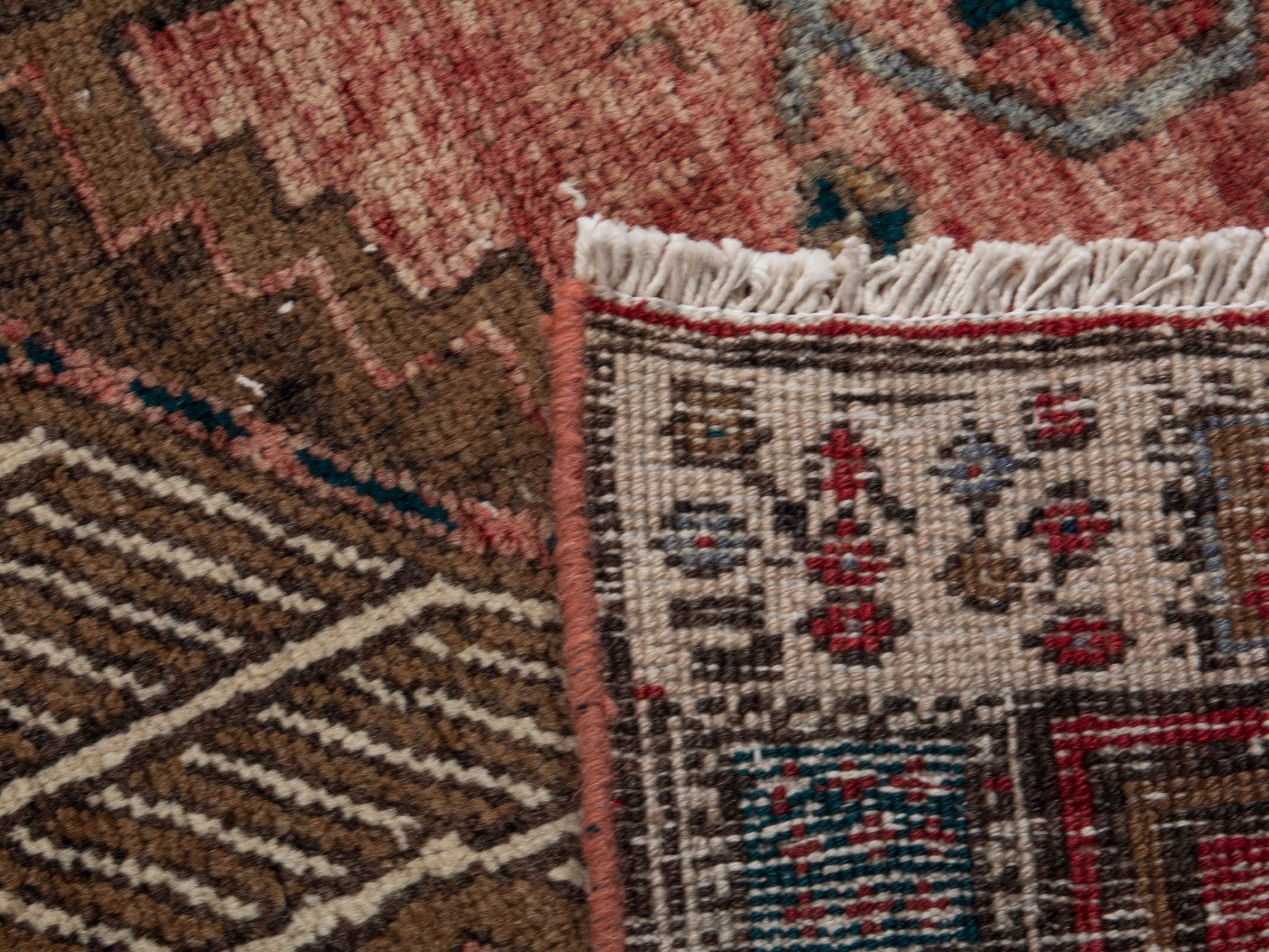 Persian Azerbaijan runner rug in muted pink and cream, view 17 of 17