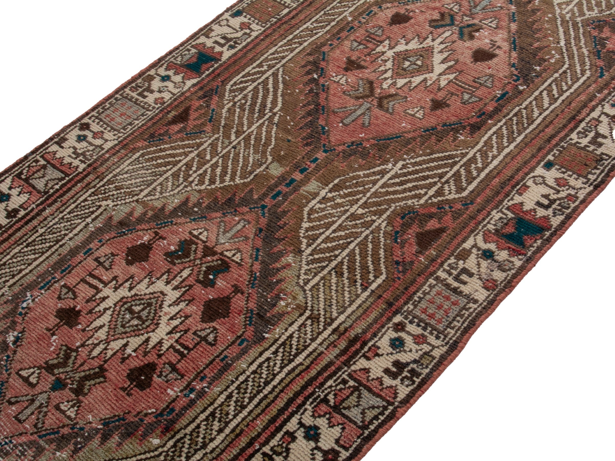 Persian Azerbaijan runner rug in muted pink and cream, view 4 of 17