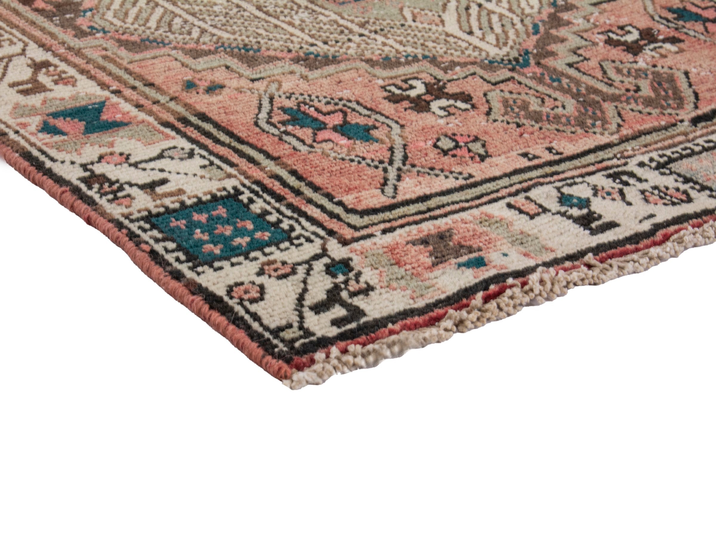 Persian Azerbaijan runner rug in muted pink and cream, view 6 of 17