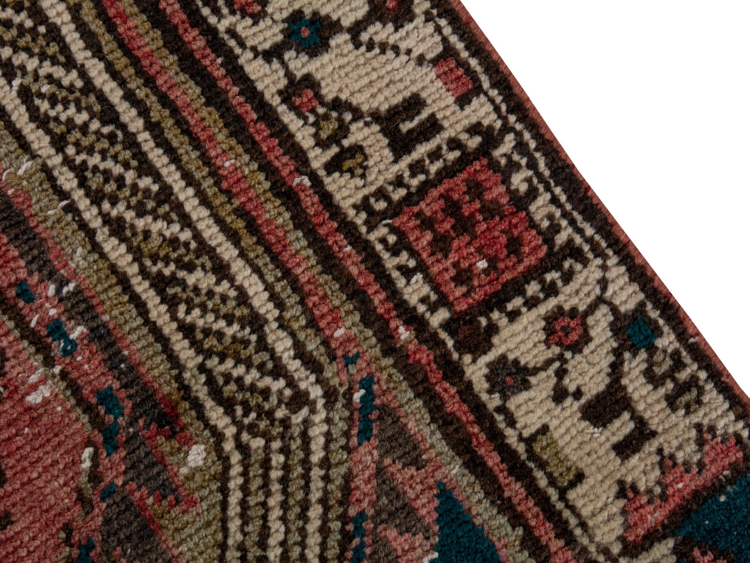 Persian Azerbaijan runner rug in muted pink and cream, view 7 of 17