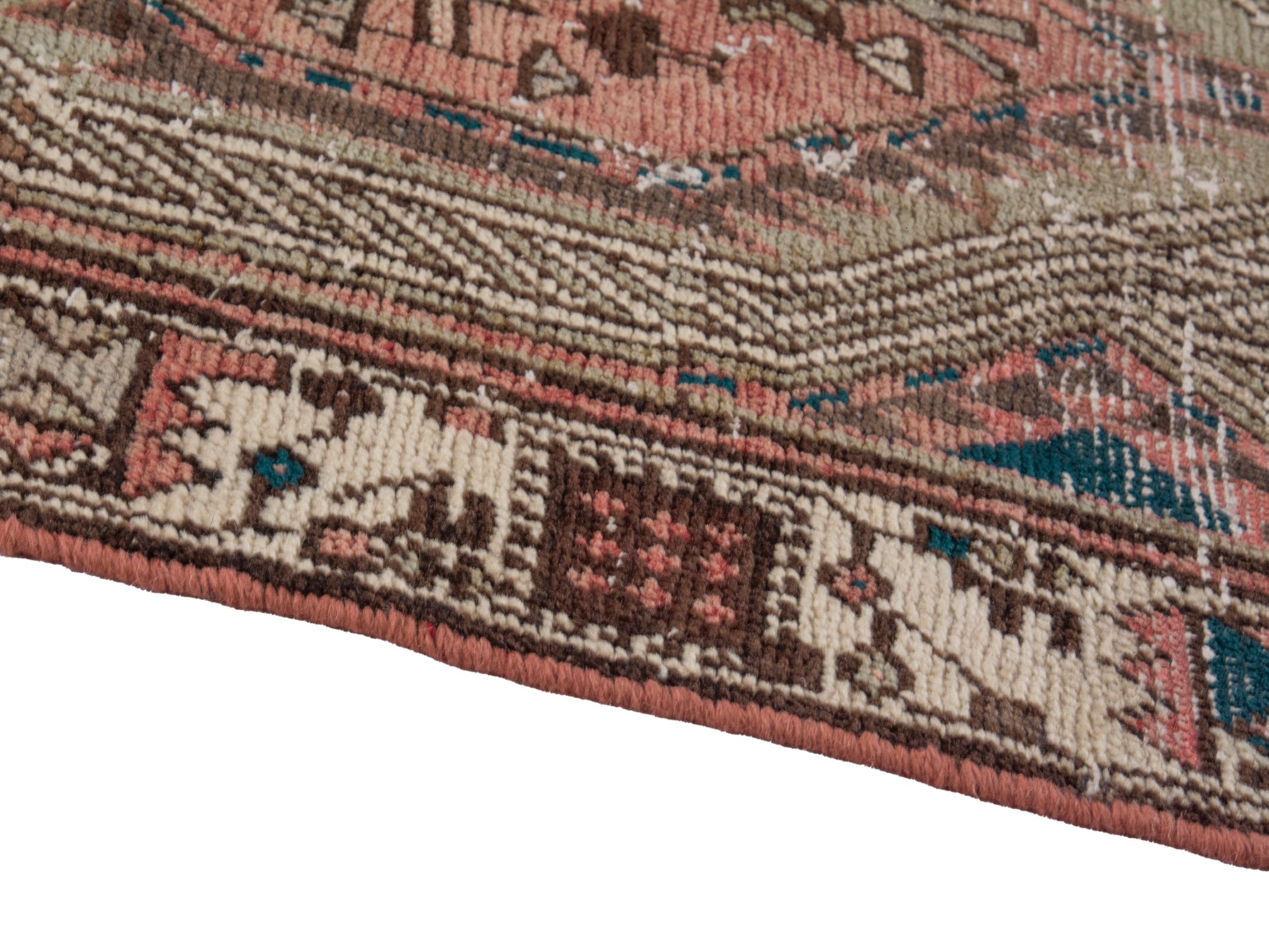 Persian Azerbaijan runner rug in muted pink and cream, view 8 of 17