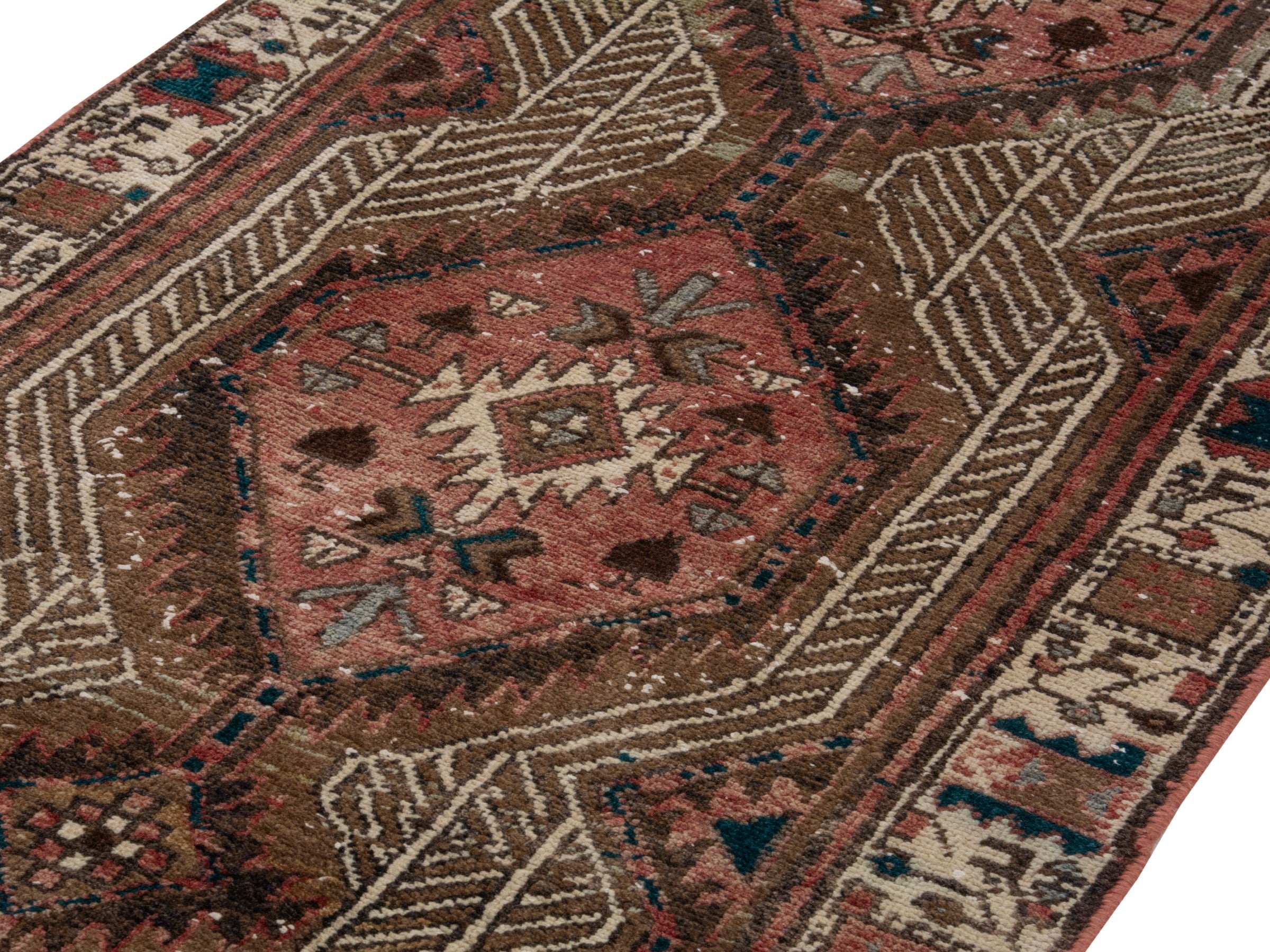 Persian Azerbaijan runner rug in muted pink and cream, view 9 of 17