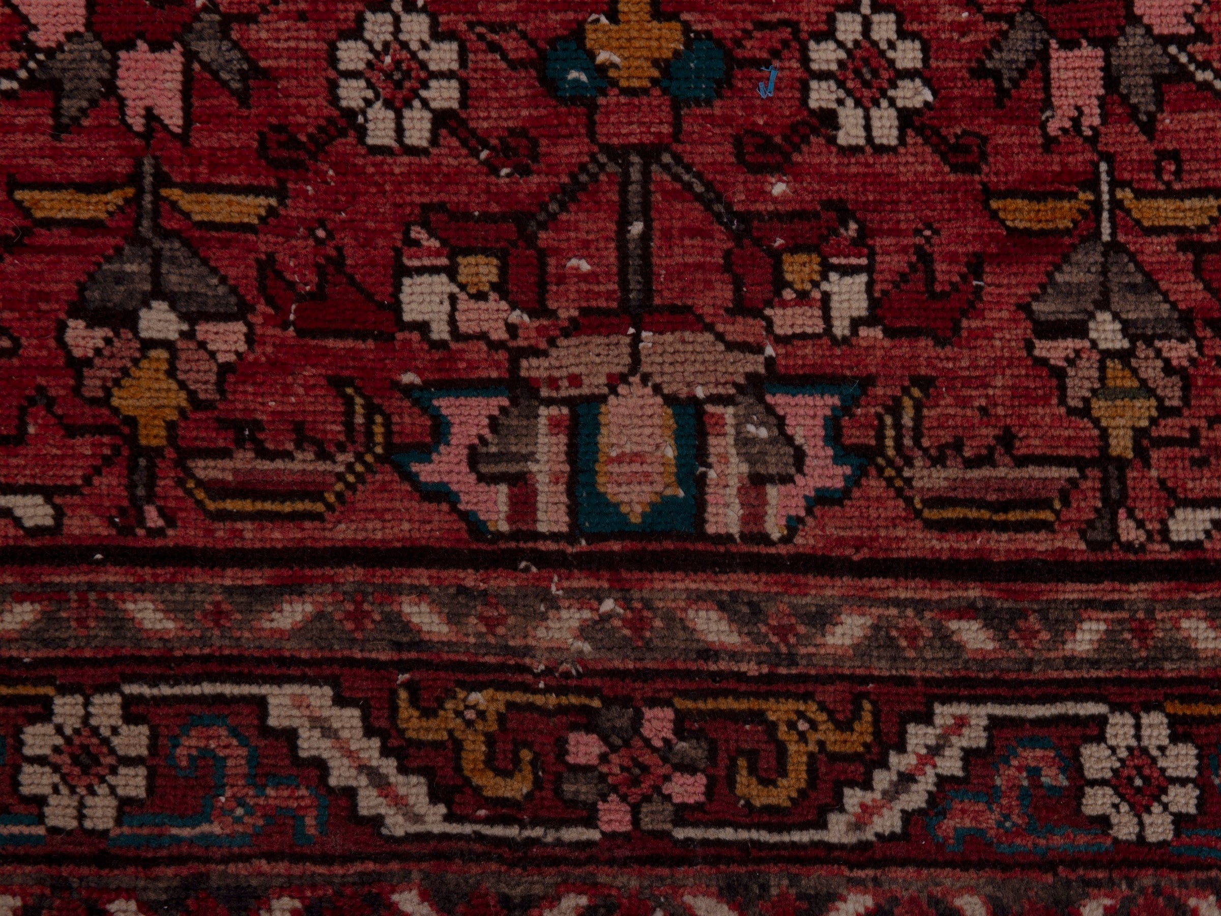 Persian Gorevan runner rug in burgundy and cream, view 11 of 18