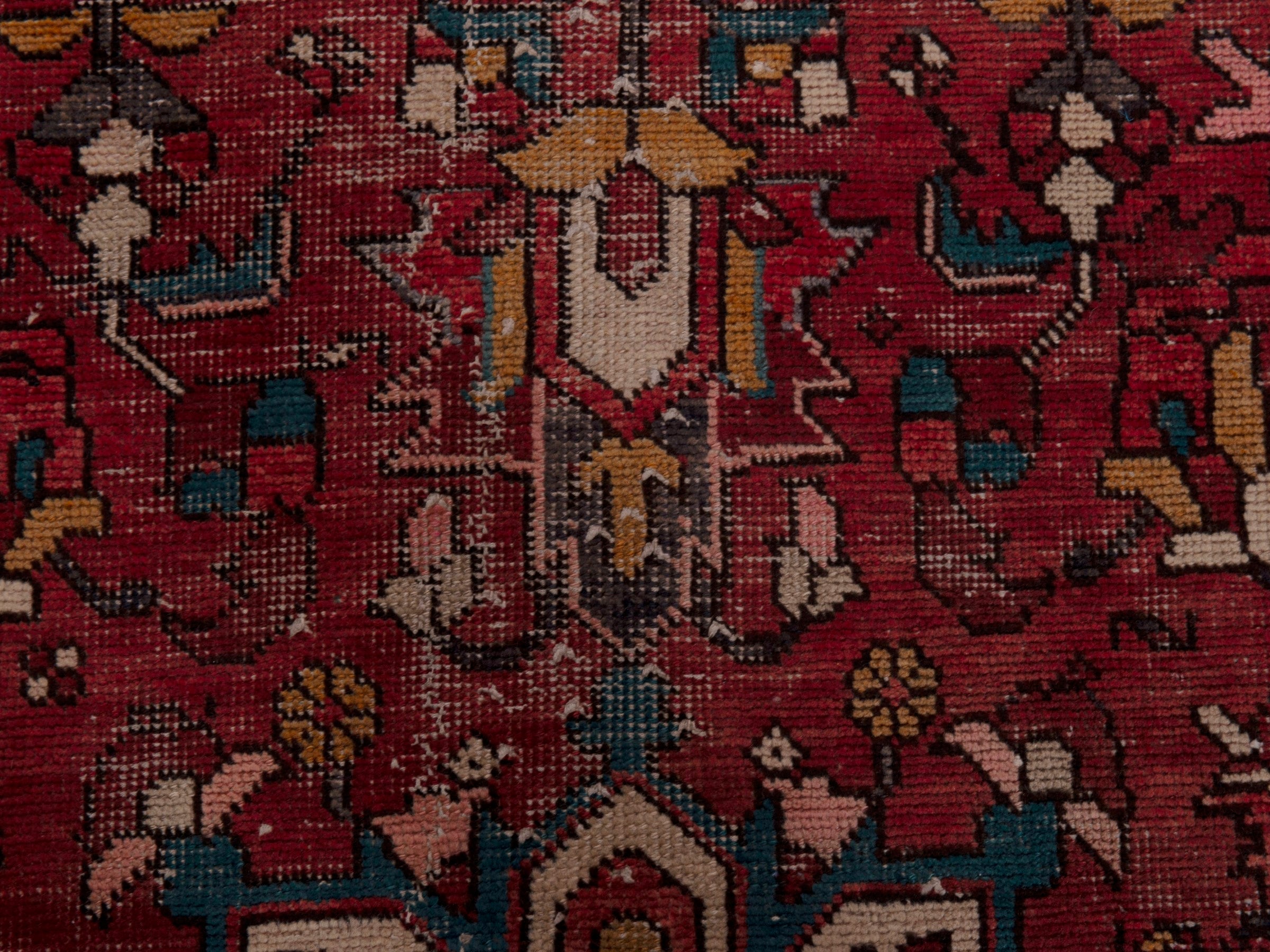 Persian Gorevan runner rug in burgundy and cream, view 12 of 18