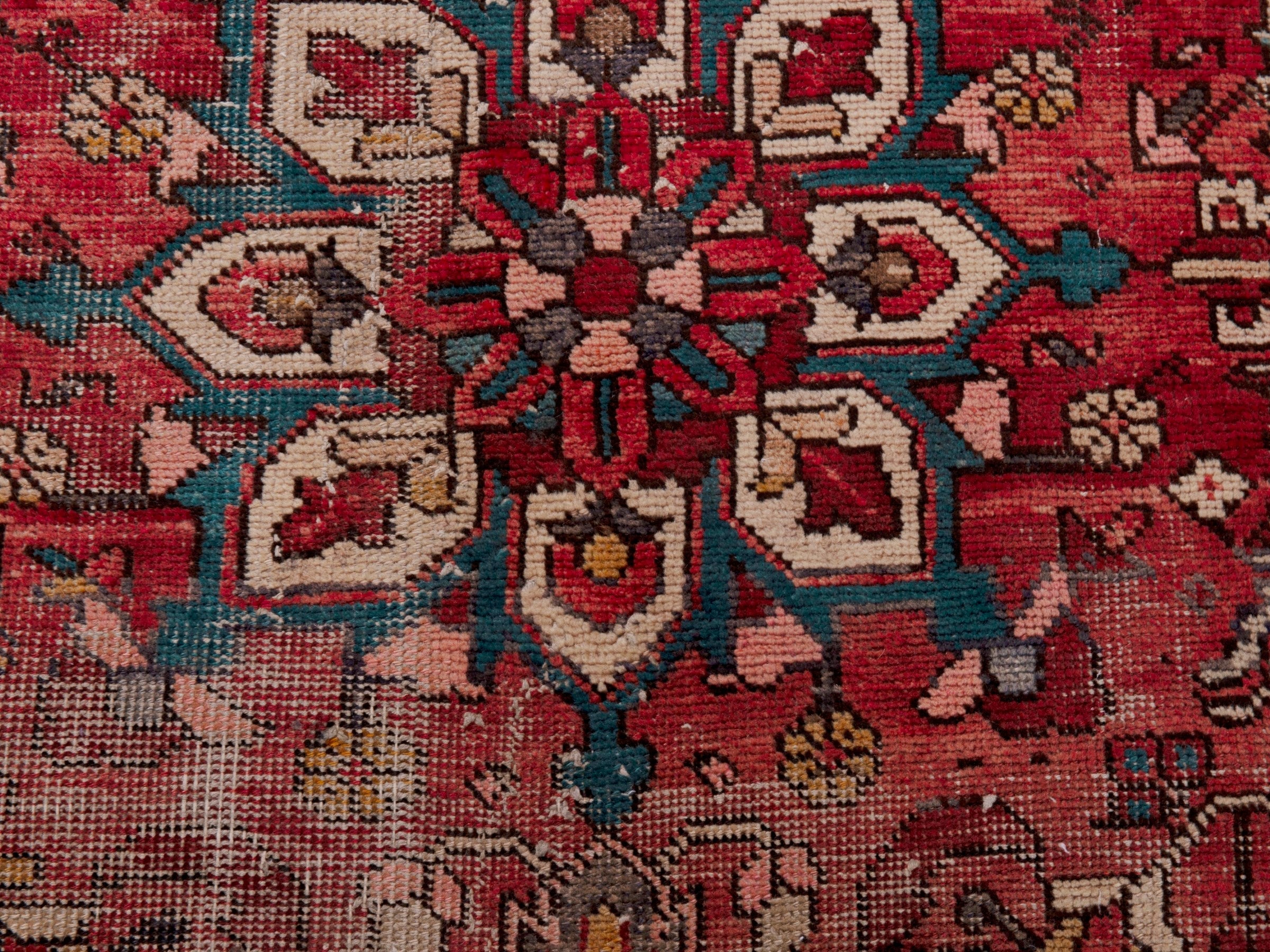 Persian Gorevan runner rug in burgundy and cream, view 13 of 18