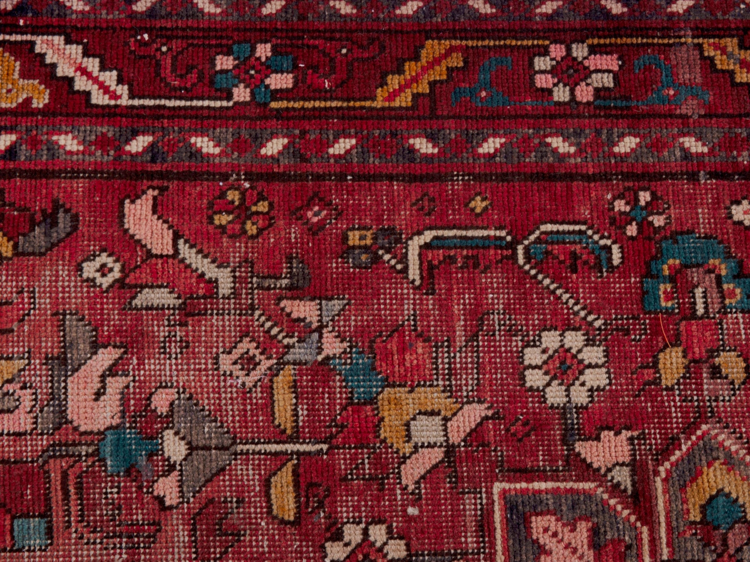 Persian Gorevan runner rug in burgundy and cream, view 14 of 18