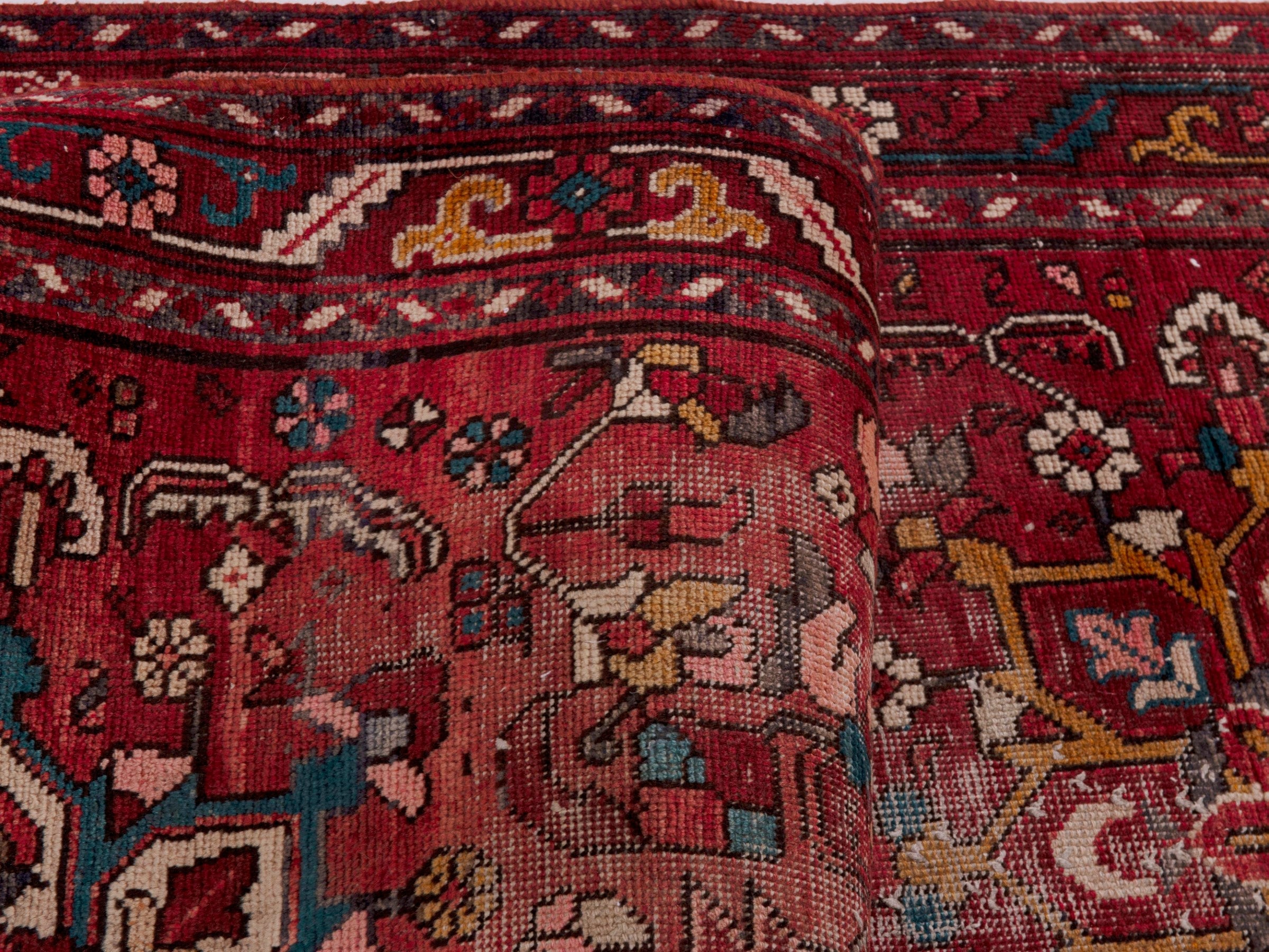 Persian Gorevan runner rug in burgundy and cream, view 15 of 18
