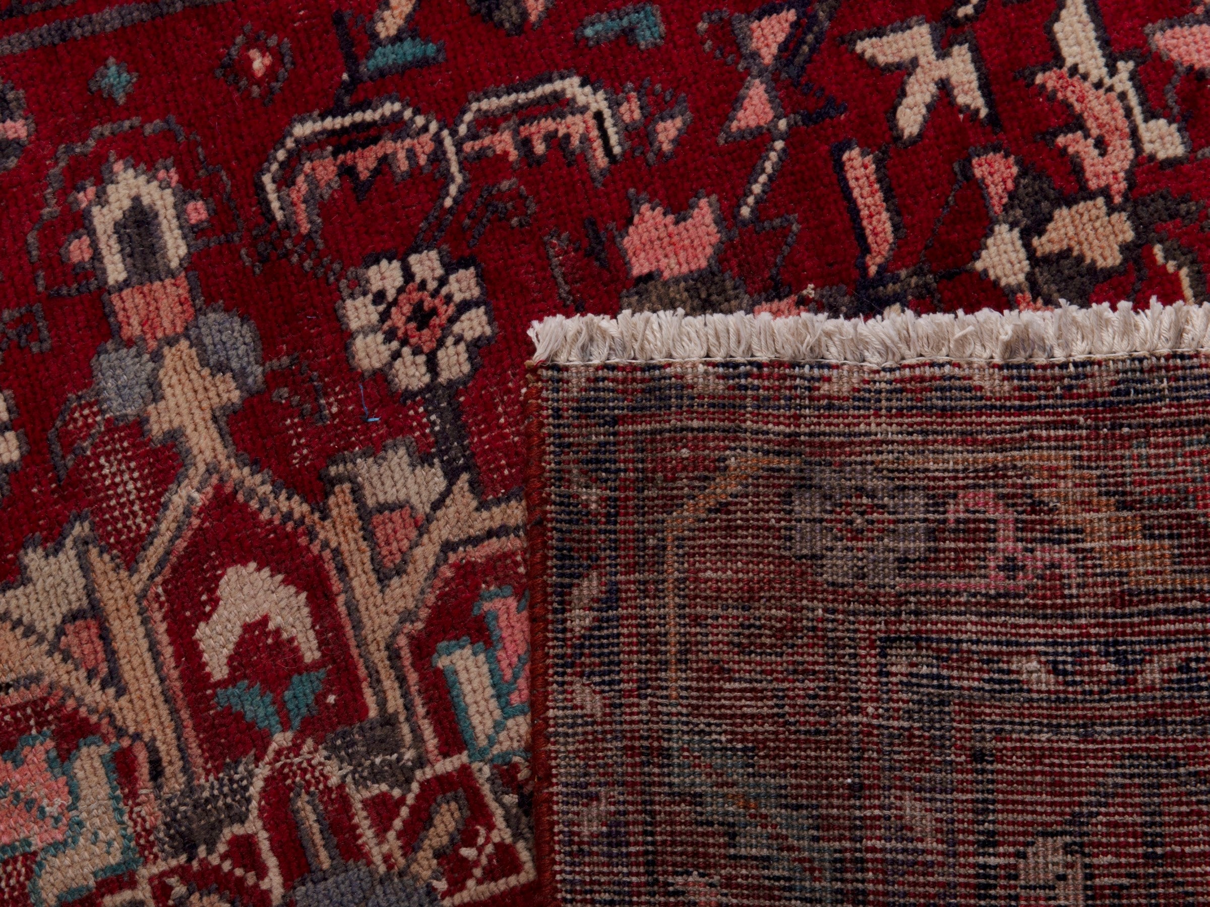 Persian Gorevan runner rug in burgundy and cream, view 18 of 18