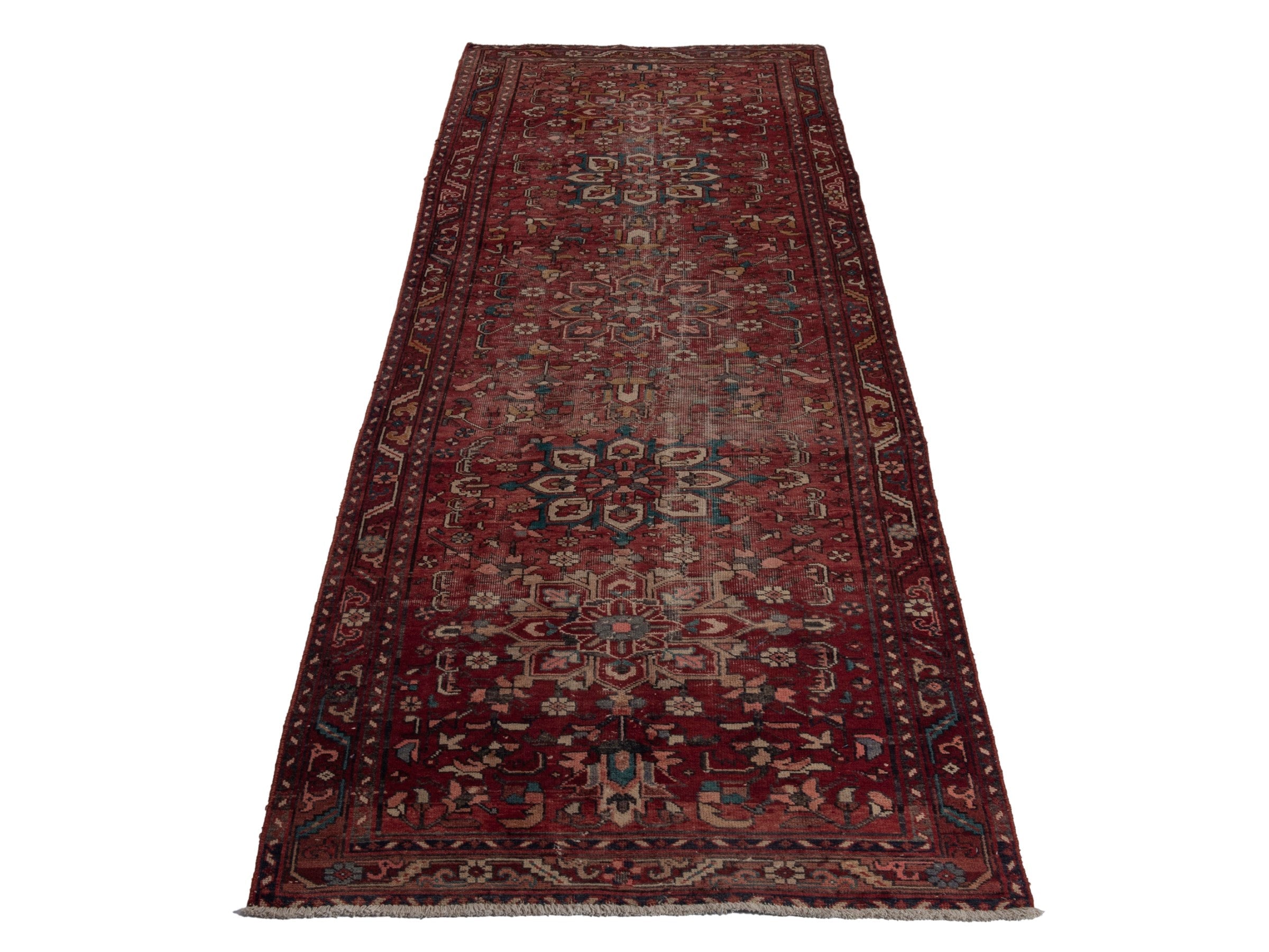 Persian Gorevan runner rug in burgundy and cream, view 2 of 18