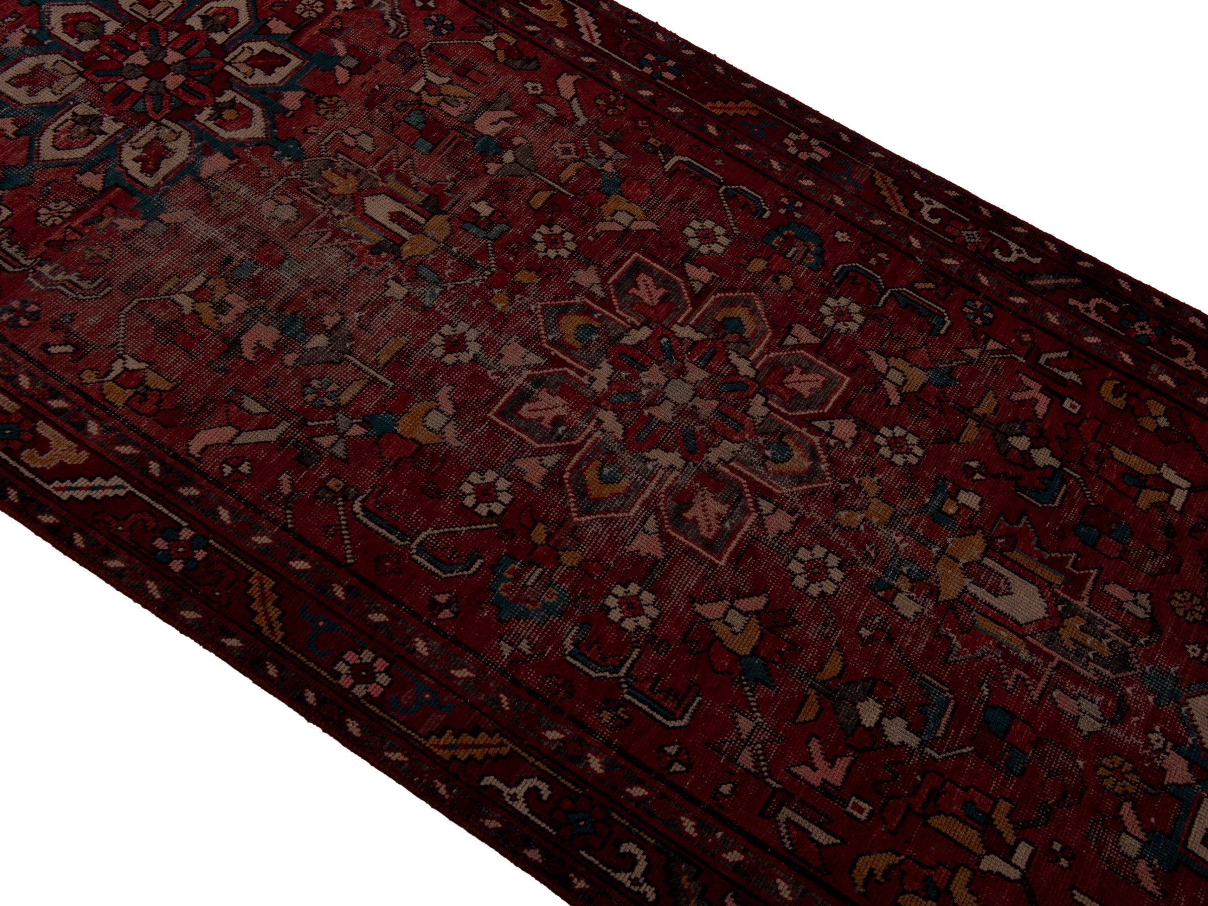 Persian Gorevan runner rug in burgundy and cream, view 4 of 18