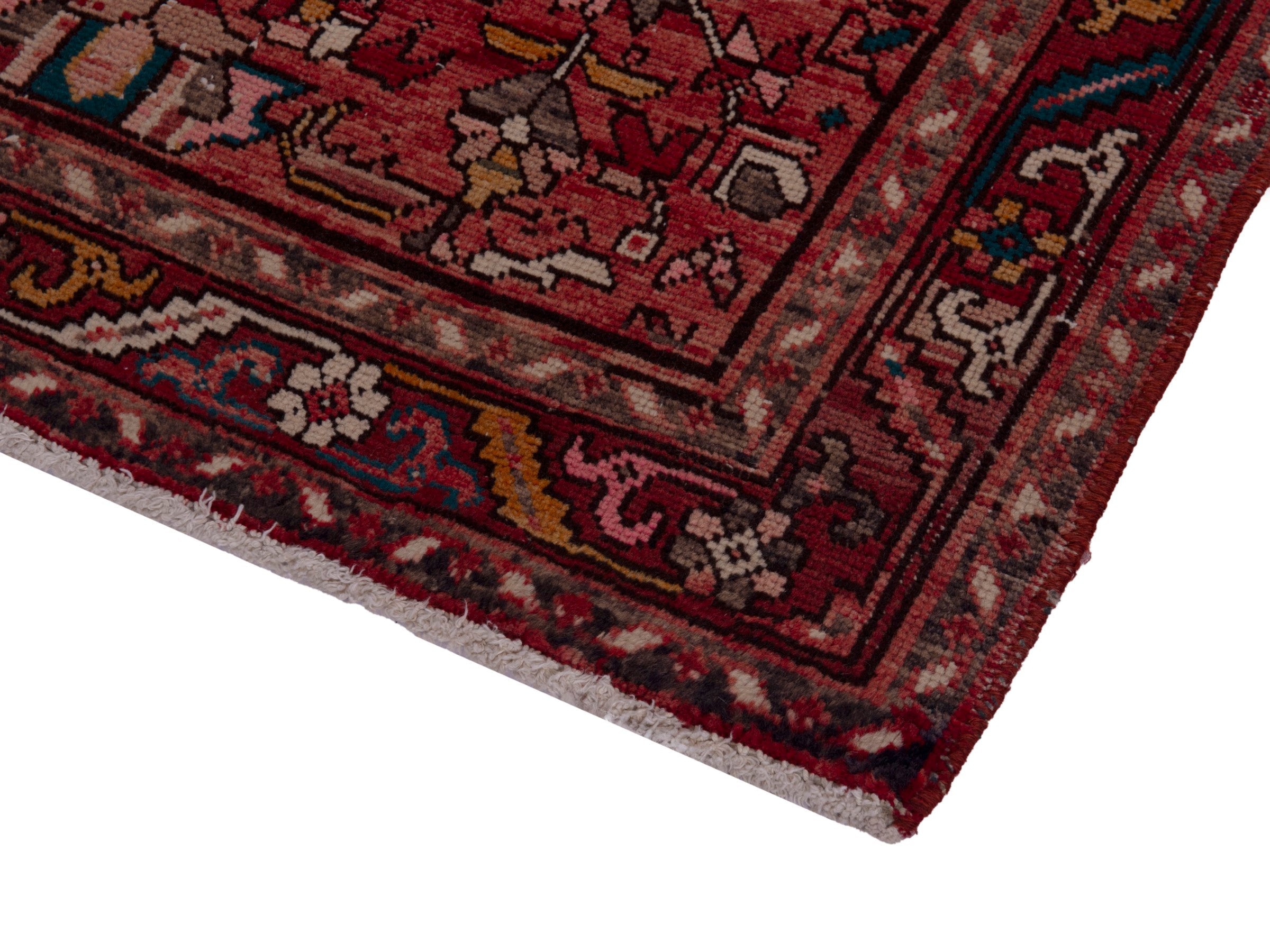 Persian Gorevan runner rug in burgundy and cream, view 6 of 18
