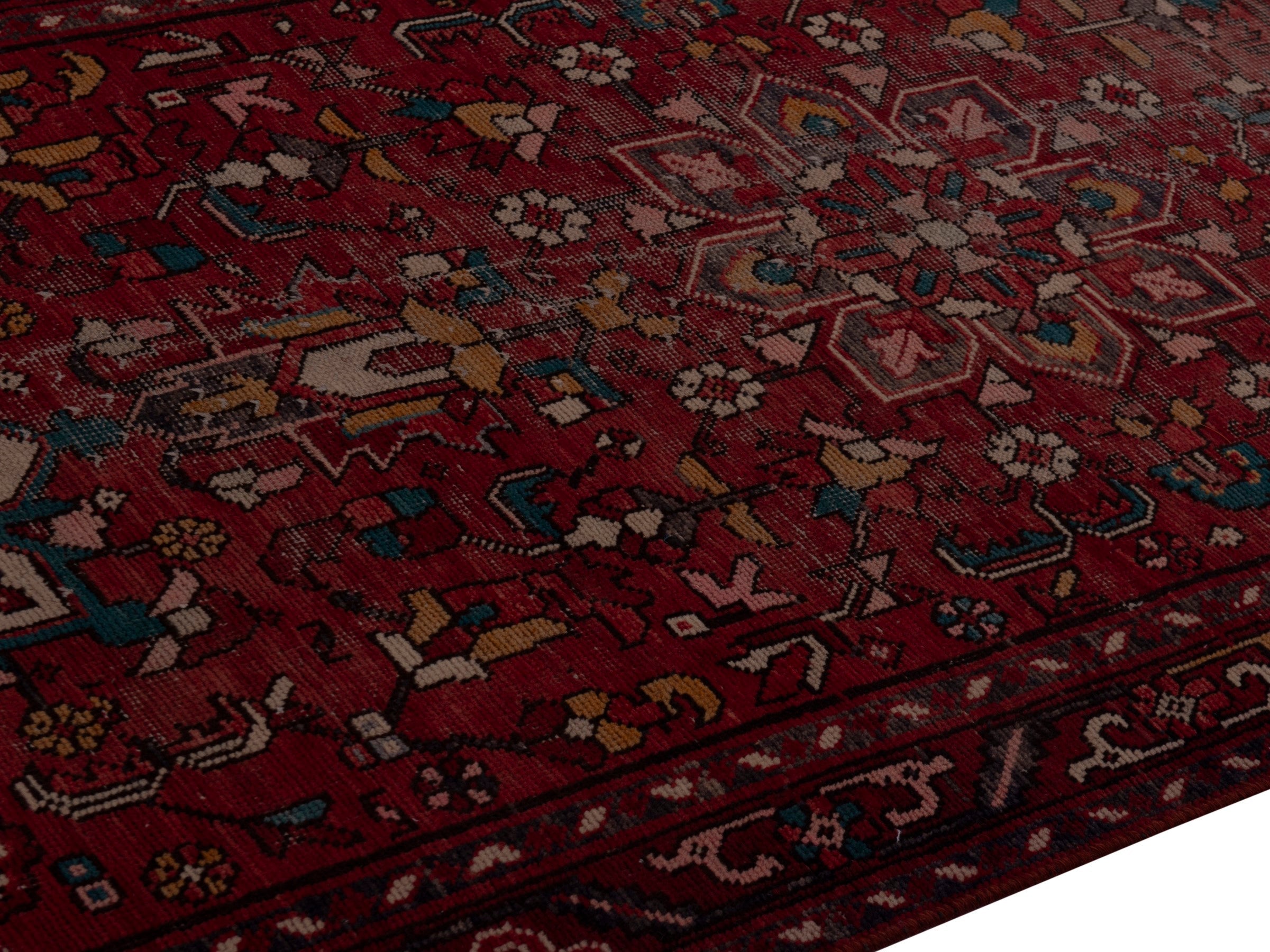 Persian Gorevan runner rug in burgundy and cream, view 8 of 18