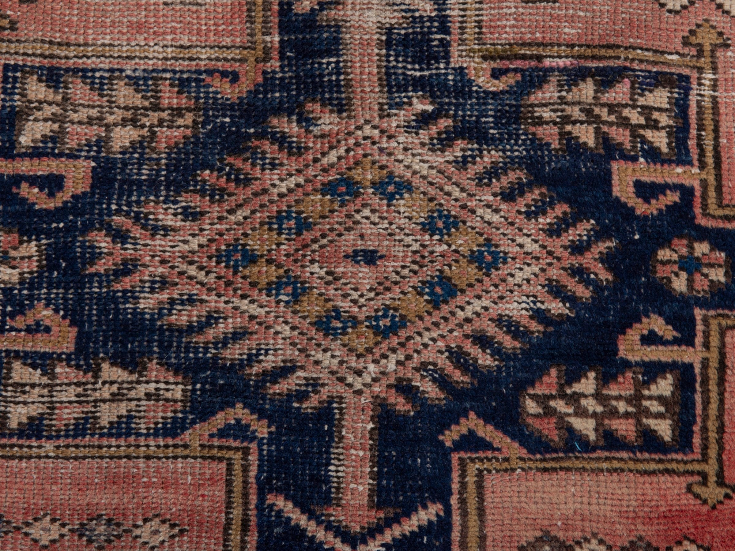 Persian Gharajeh runner rug in terracotta and dark blue, view 11 of 18