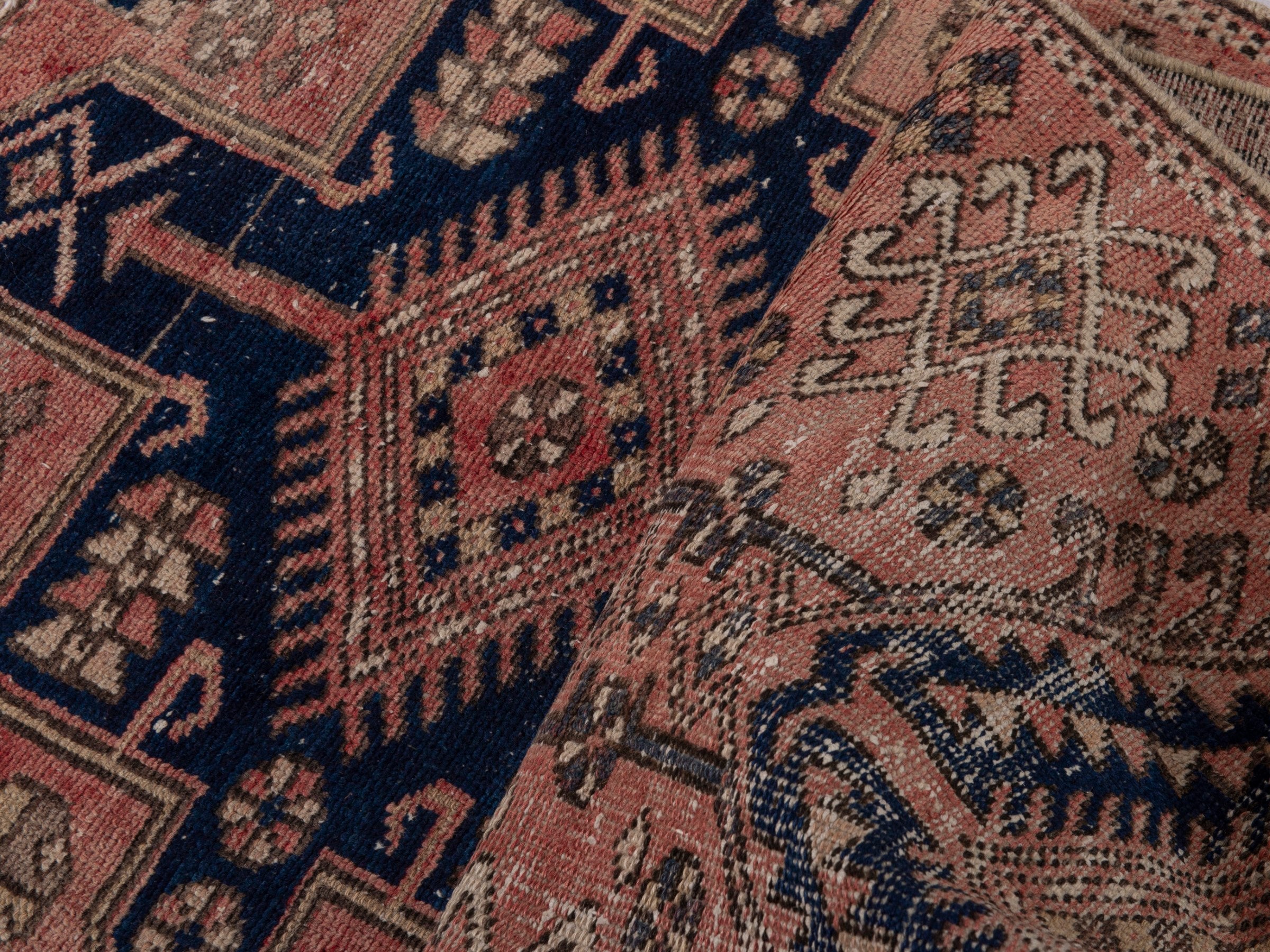 Persian Gharajeh runner rug in terracotta and dark blue, view 15 of 18