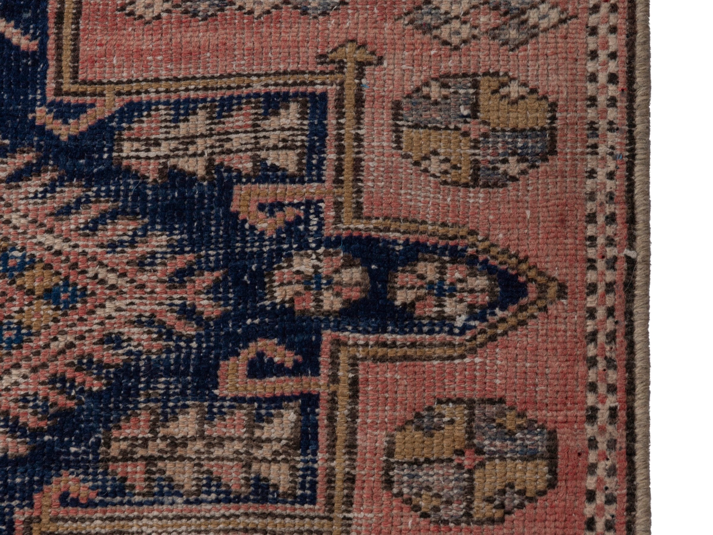 Persian Gharajeh runner rug in terracotta and dark blue, view 5 of 18