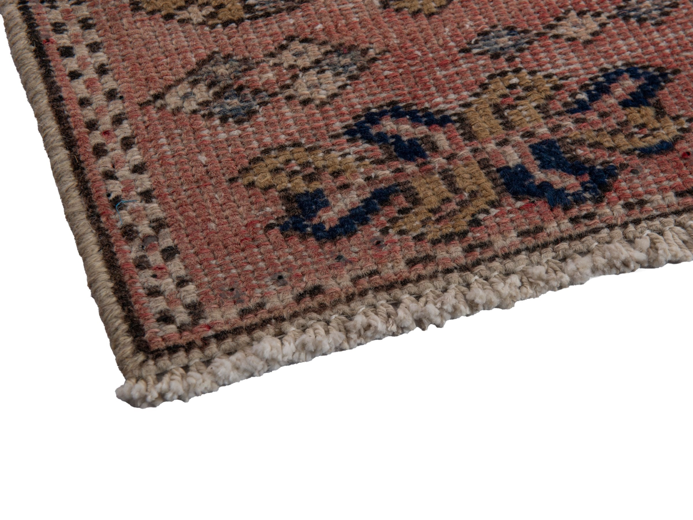 Persian Gharajeh runner rug in terracotta and dark blue, view 6 of 18