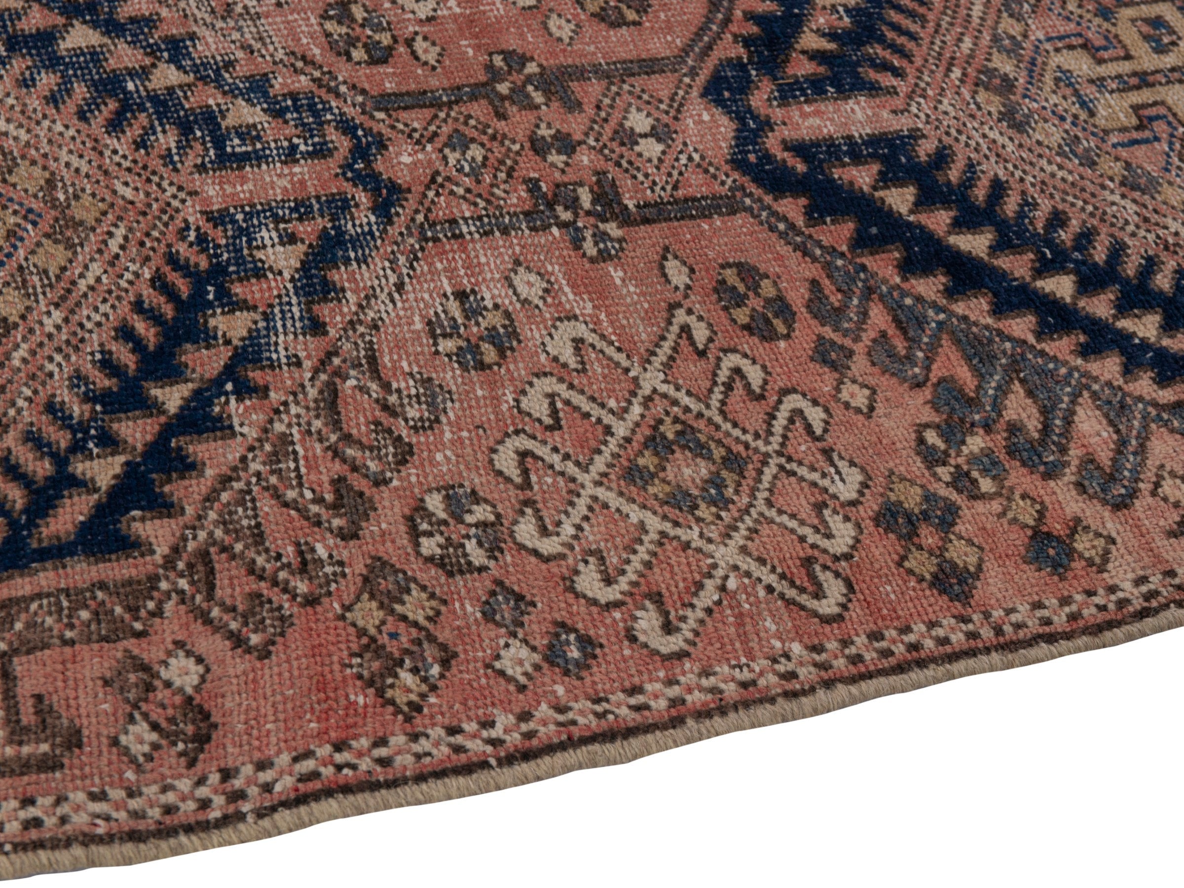 Persian Gharajeh runner rug in terracotta and dark blue, view 8 of 18