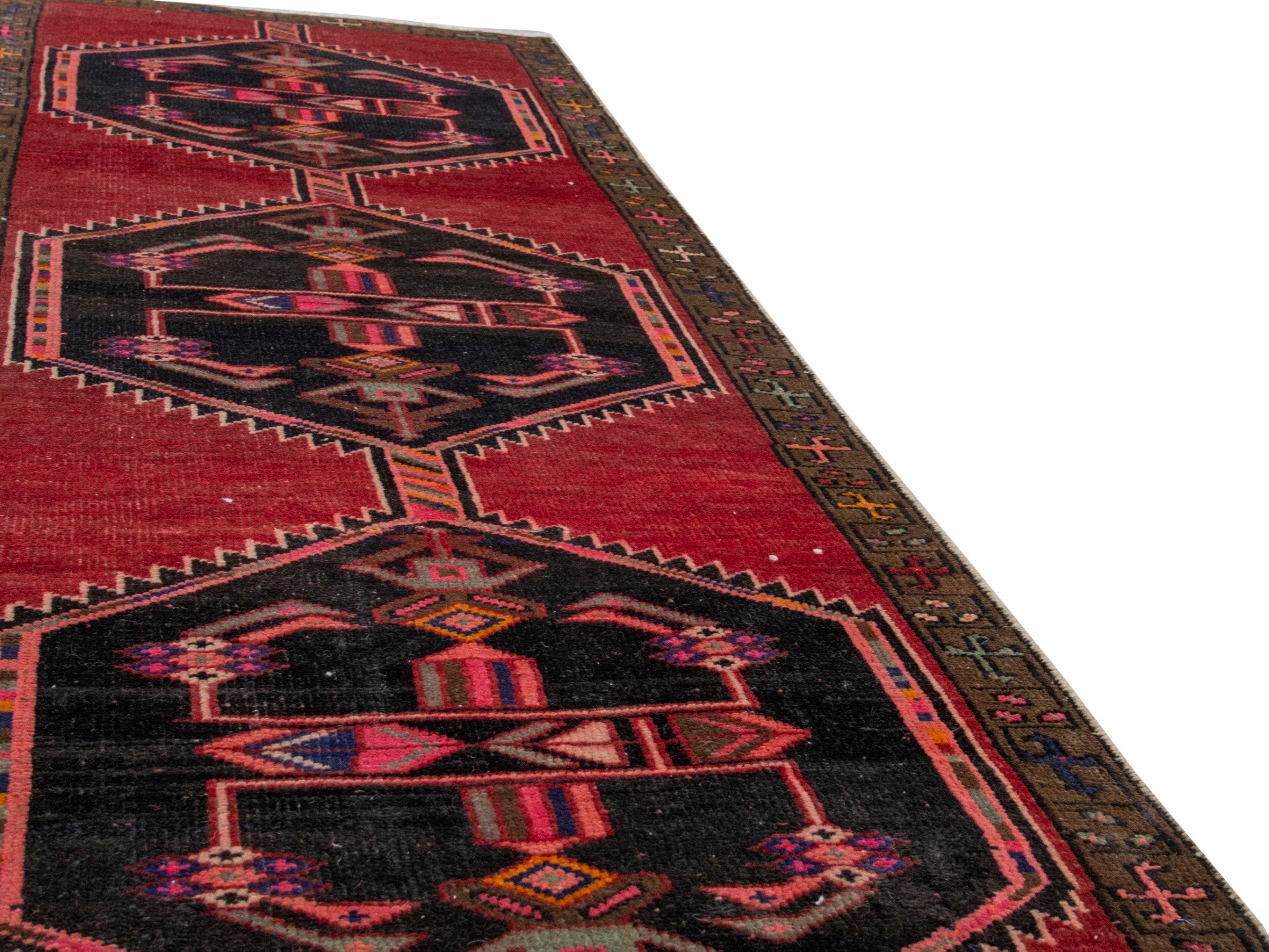 Persian Azerbaijan runner rug in deep red and burgundy, view 10 of 18