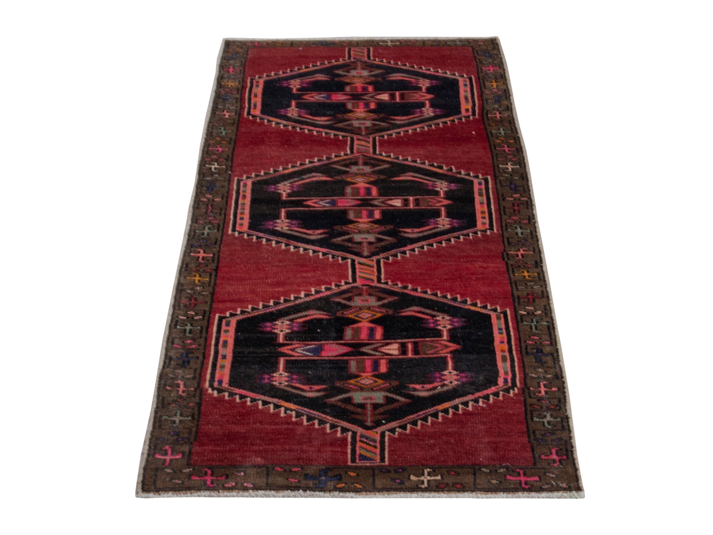 Persian Azerbaijan runner rug in deep red and burgundy, view 2 of 18