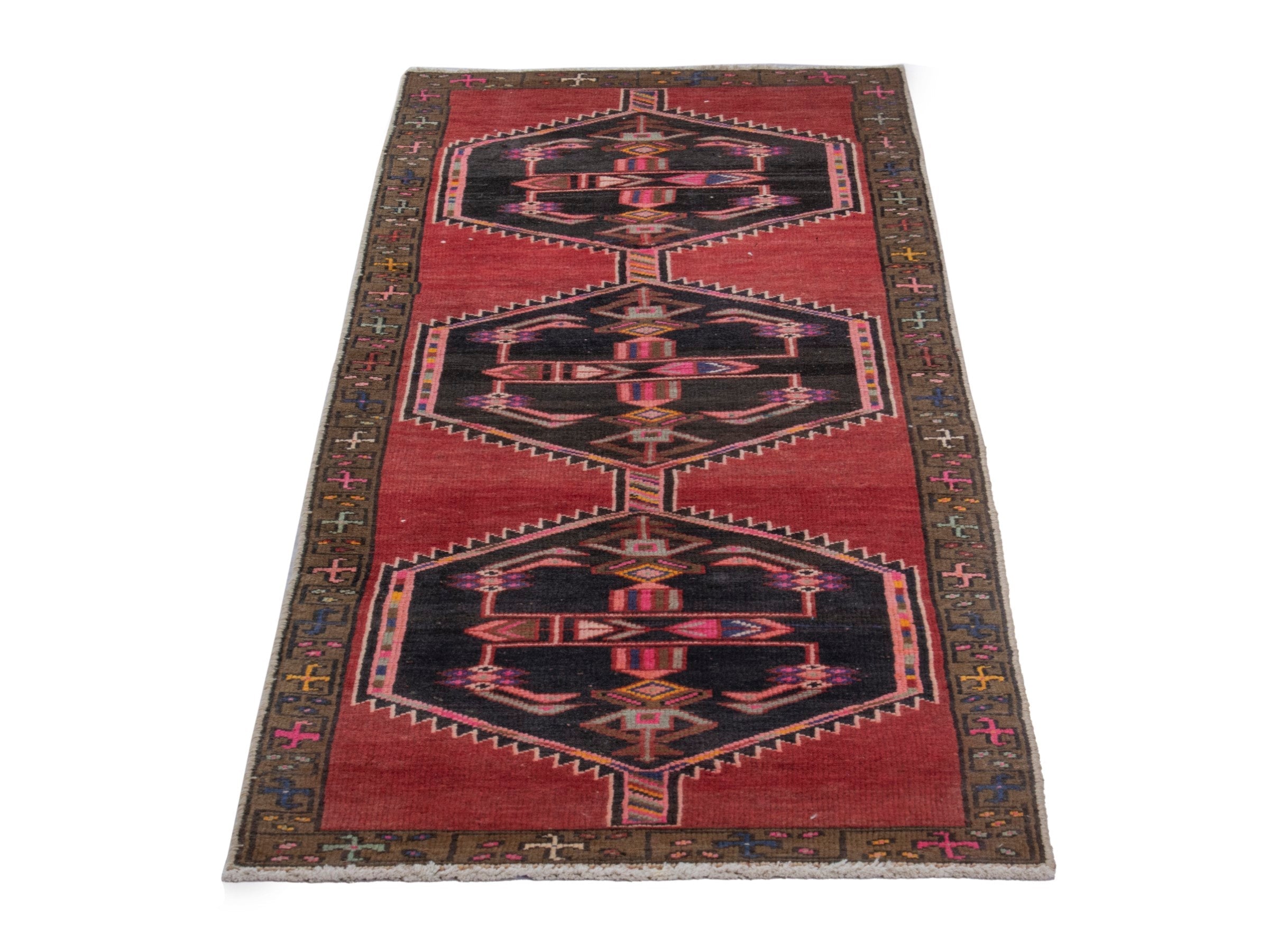 Persian Azerbaijan runner rug in deep red and burgundy, view 3 of 18