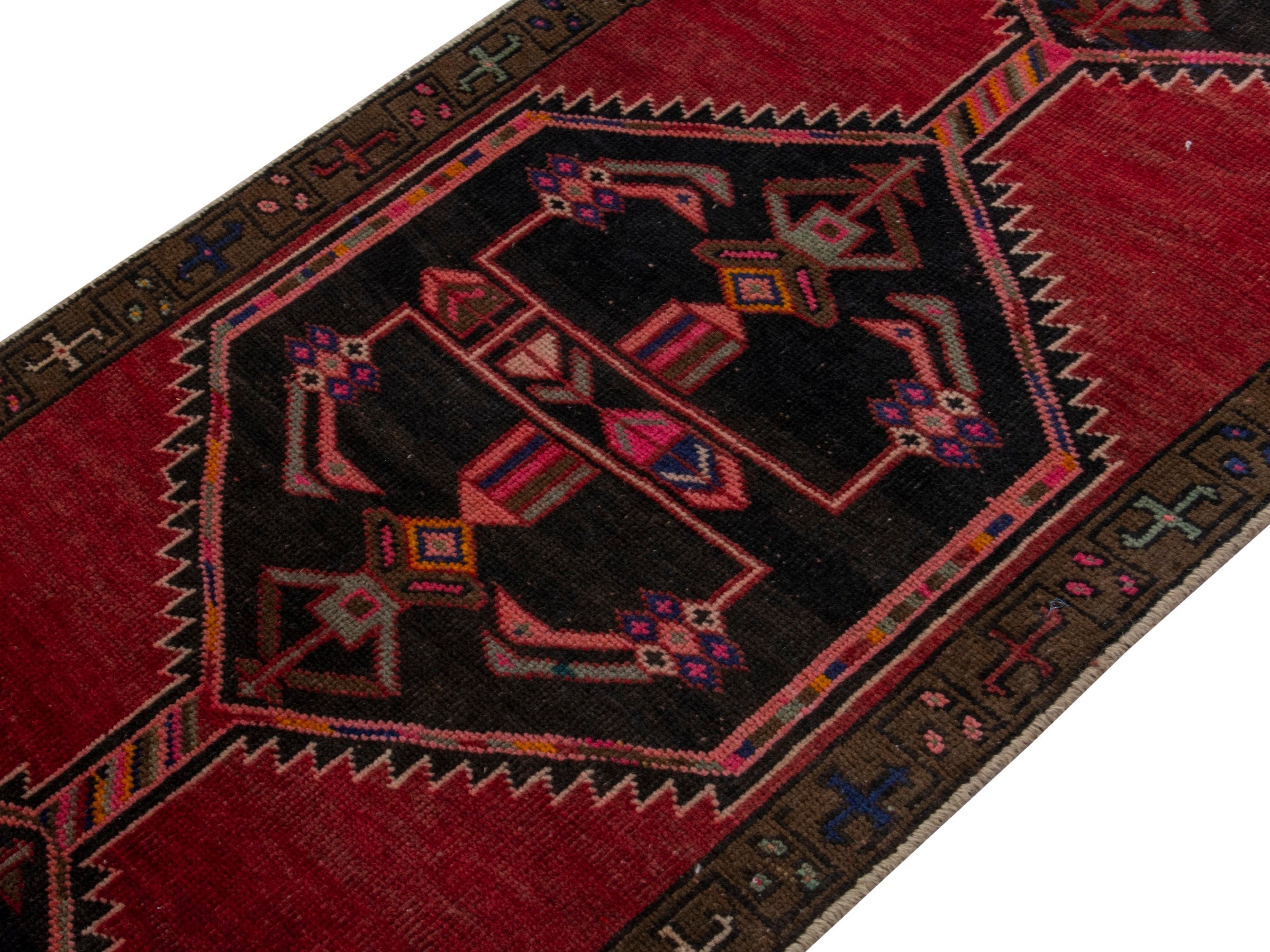 Persian Azerbaijan runner rug in deep red and burgundy, view 4 of 18