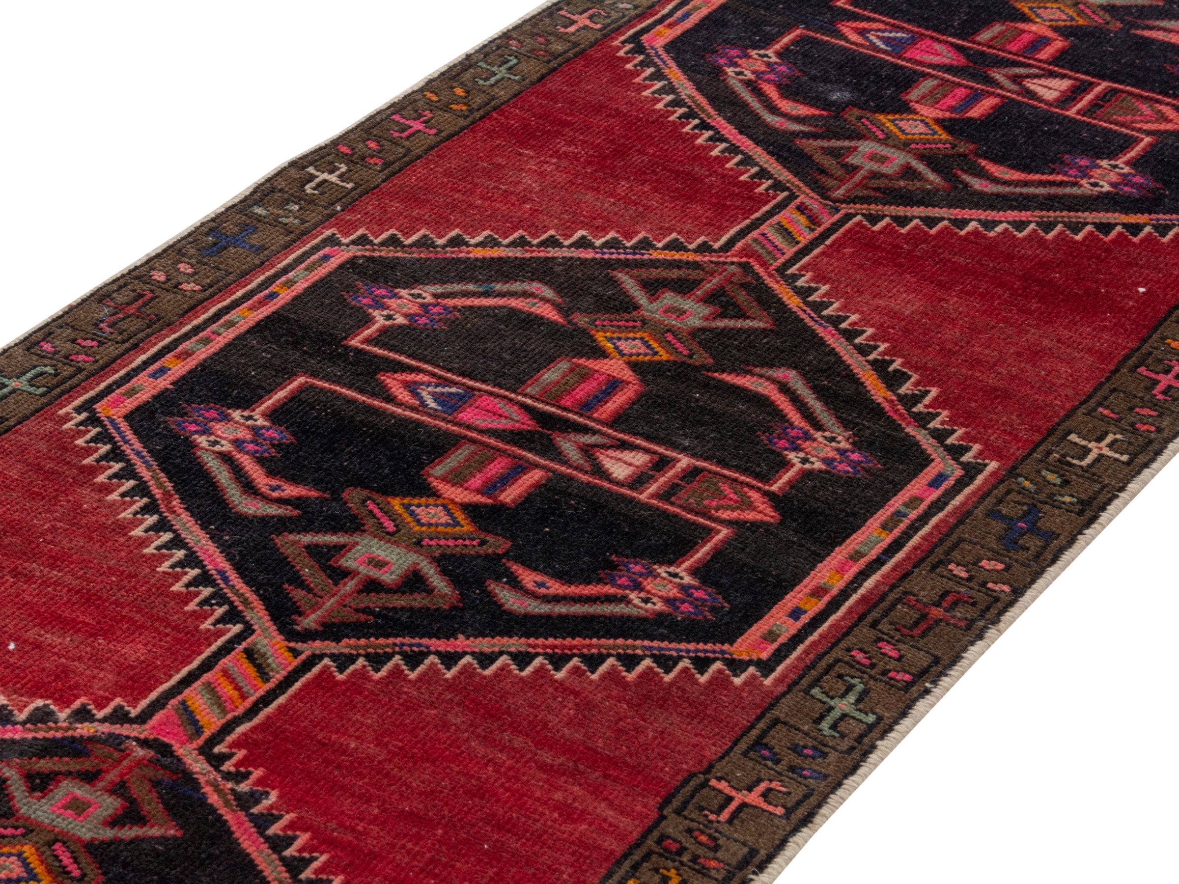 Persian Azerbaijan runner rug in deep red and burgundy, view 9 of 18
