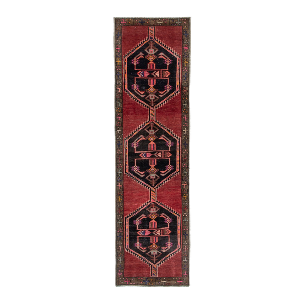 Persian Azerbaijan runner rug in deep red and burgundy, 2'6" x 8'6"