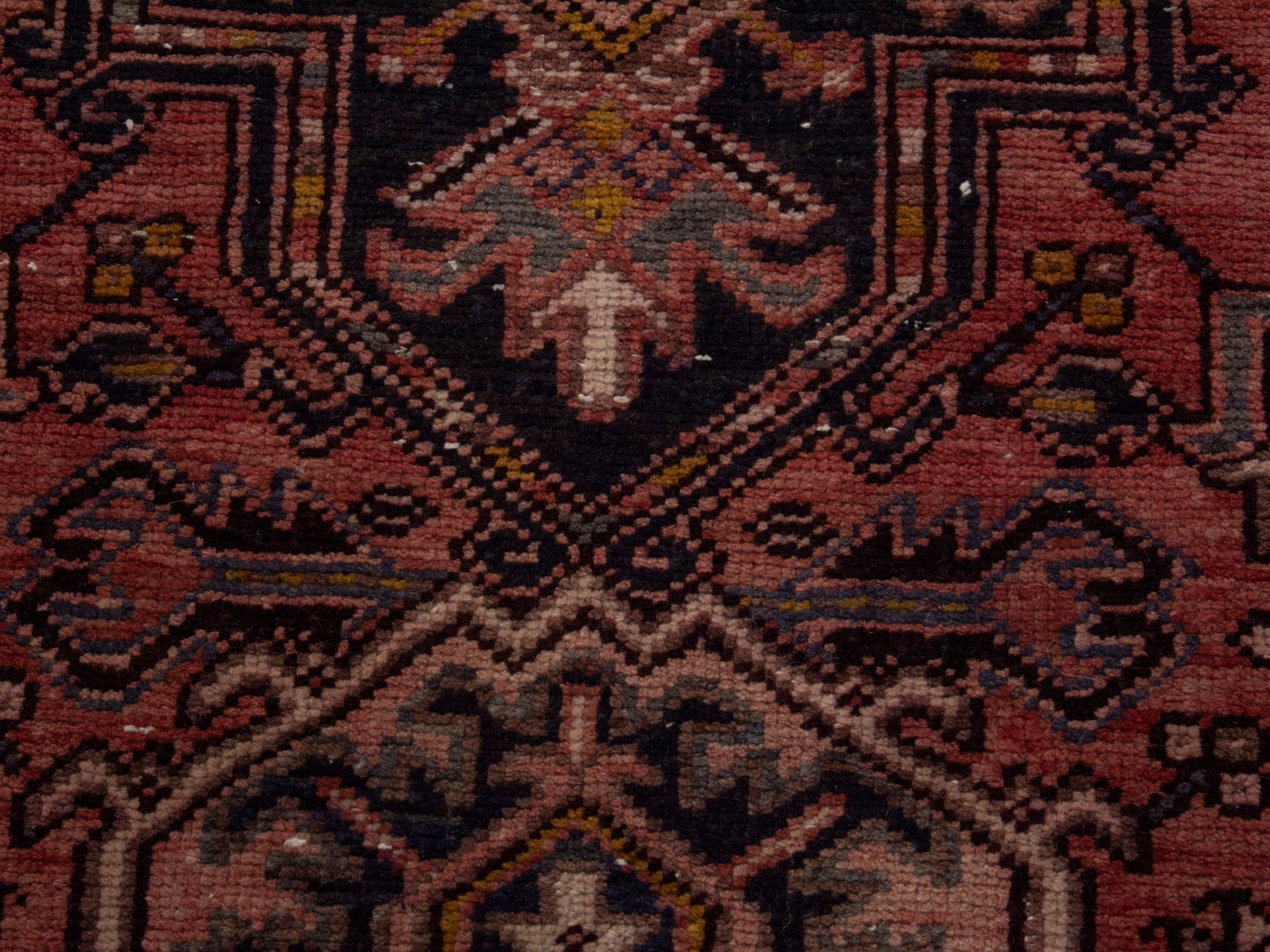 Persian Gorevan runner rug in burgundy and dark blue, view 14 of 19