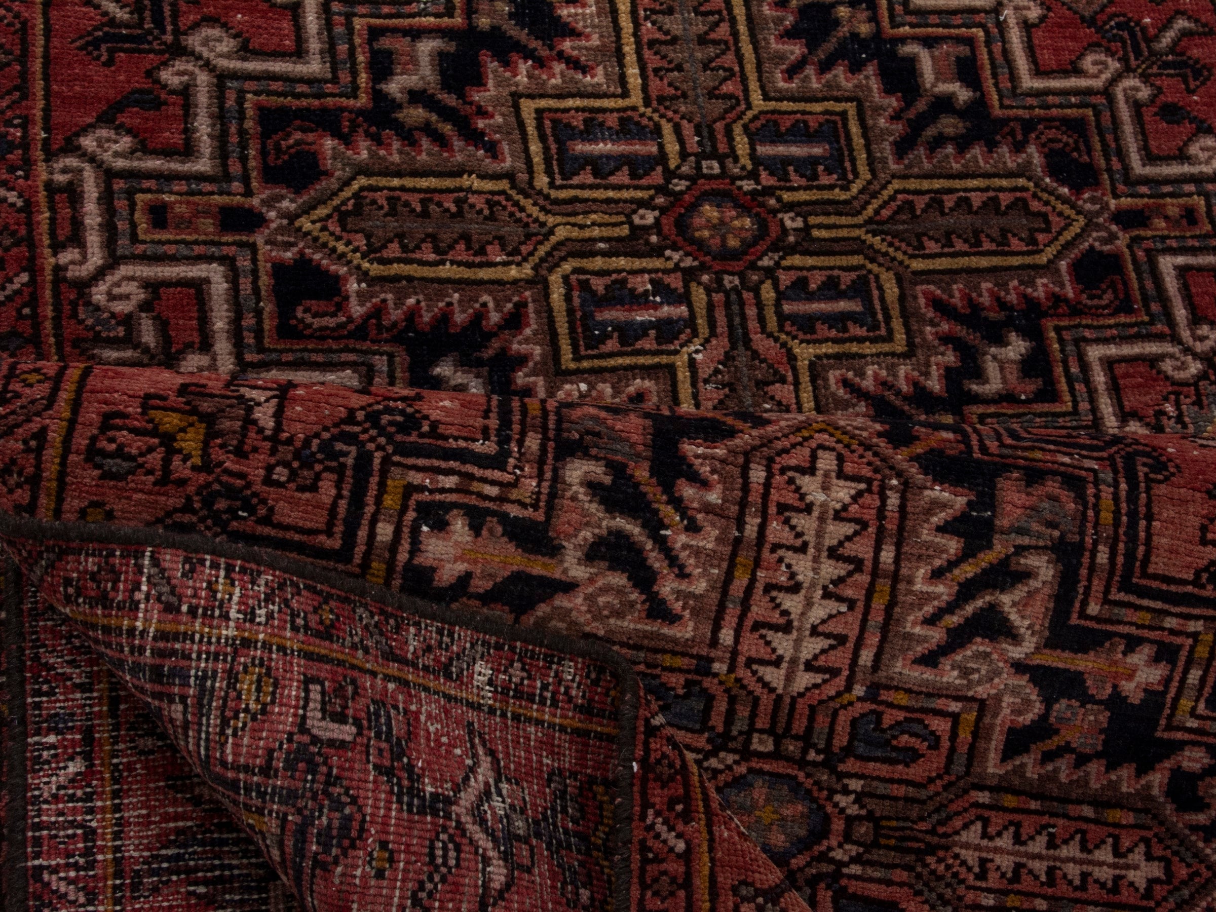 Persian Gorevan runner rug in burgundy and dark blue, view 15 of 19