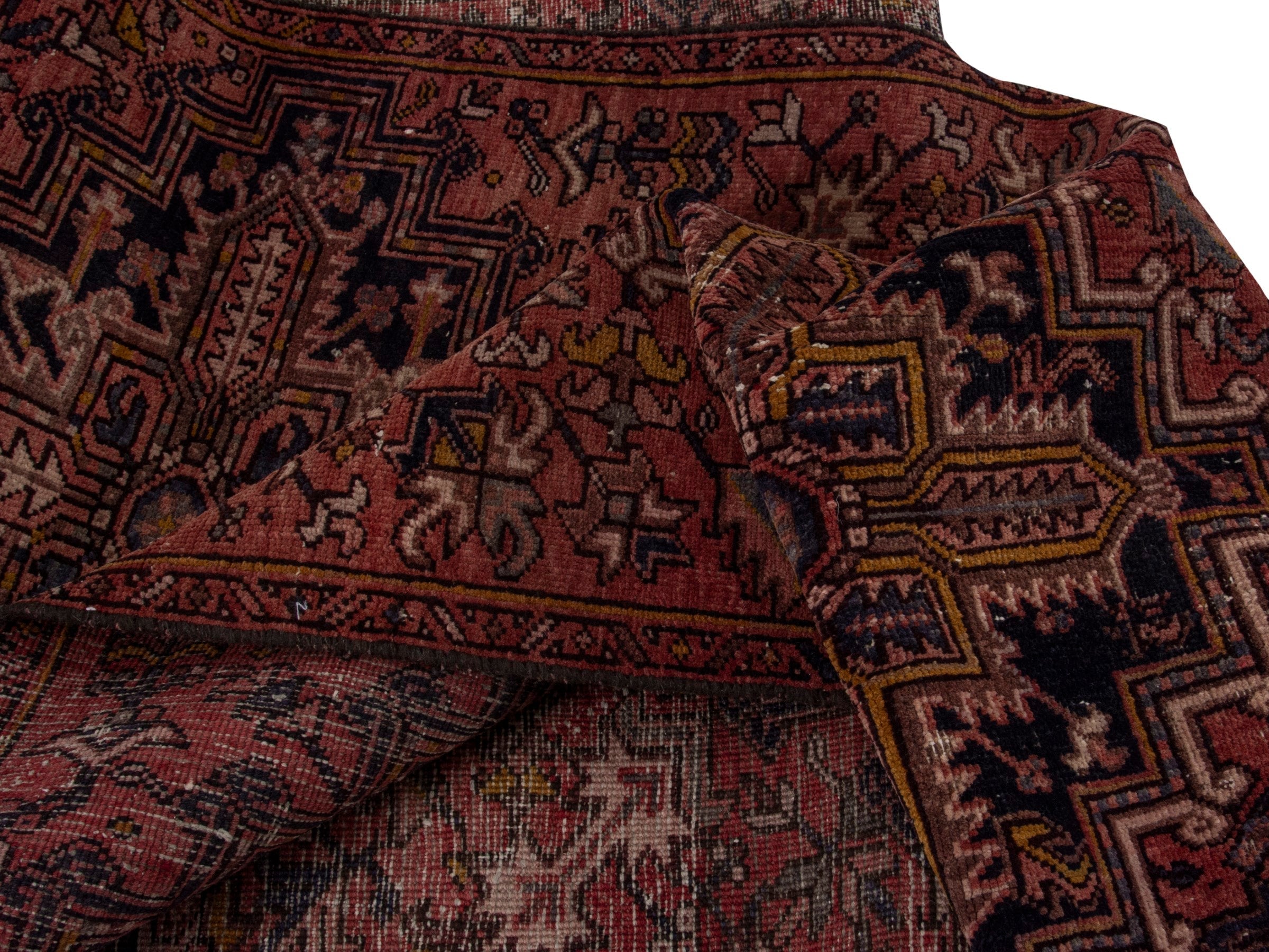 Persian Gorevan runner rug in burgundy and dark blue, view 16 of 19