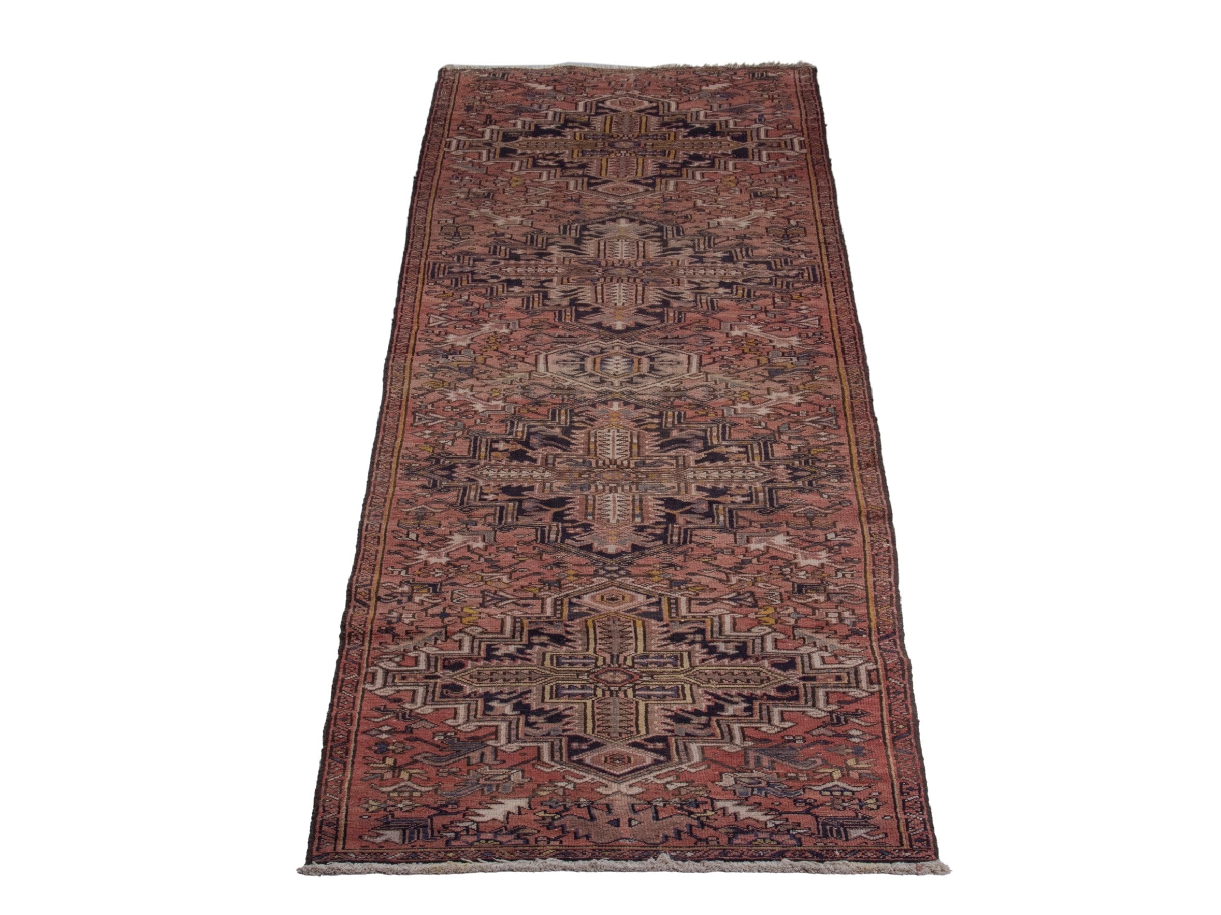 Persian Gorevan runner rug in burgundy and dark blue, view 3 of 19