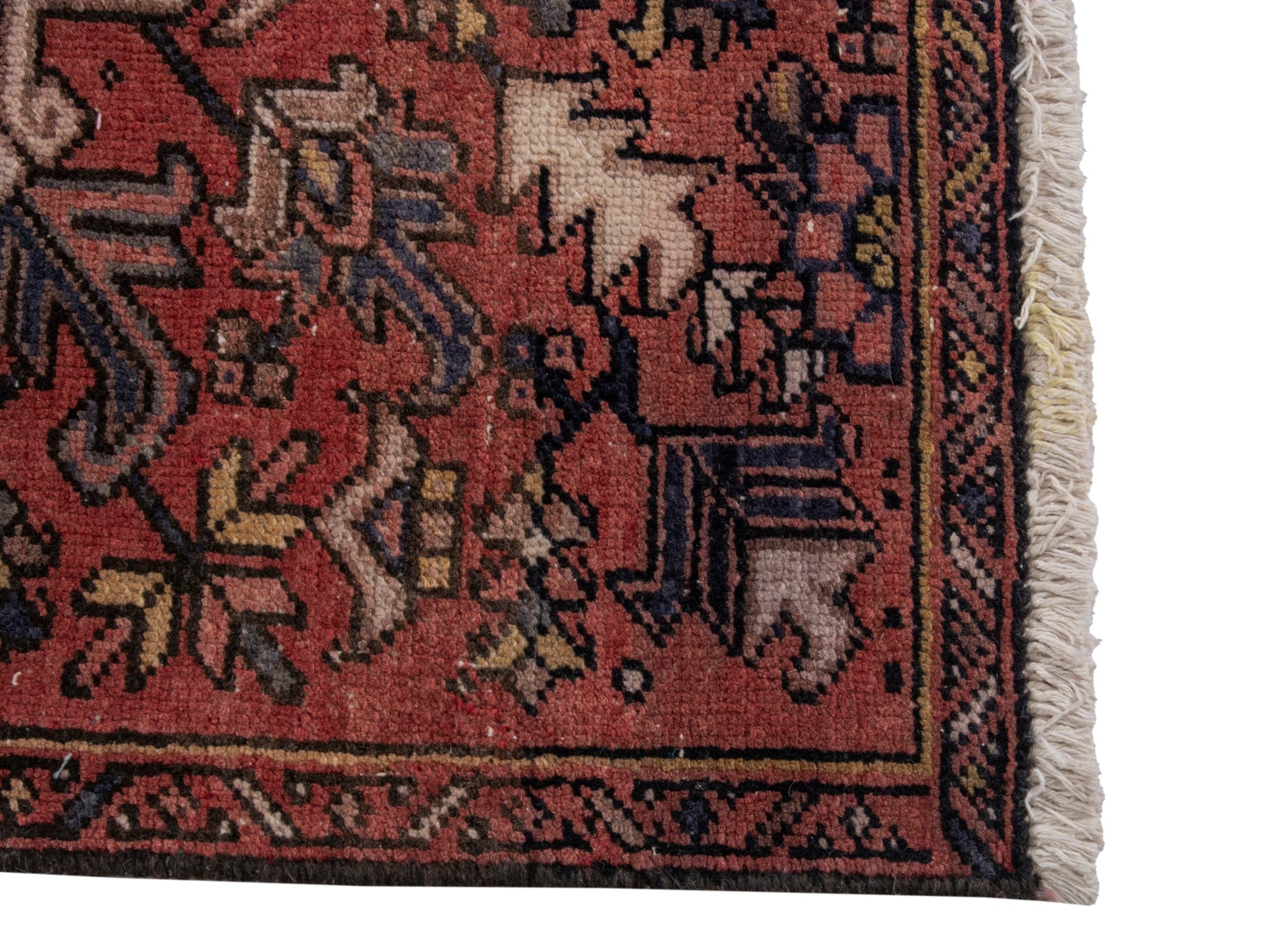 Persian Gorevan runner rug in burgundy and dark blue, view 5 of 19