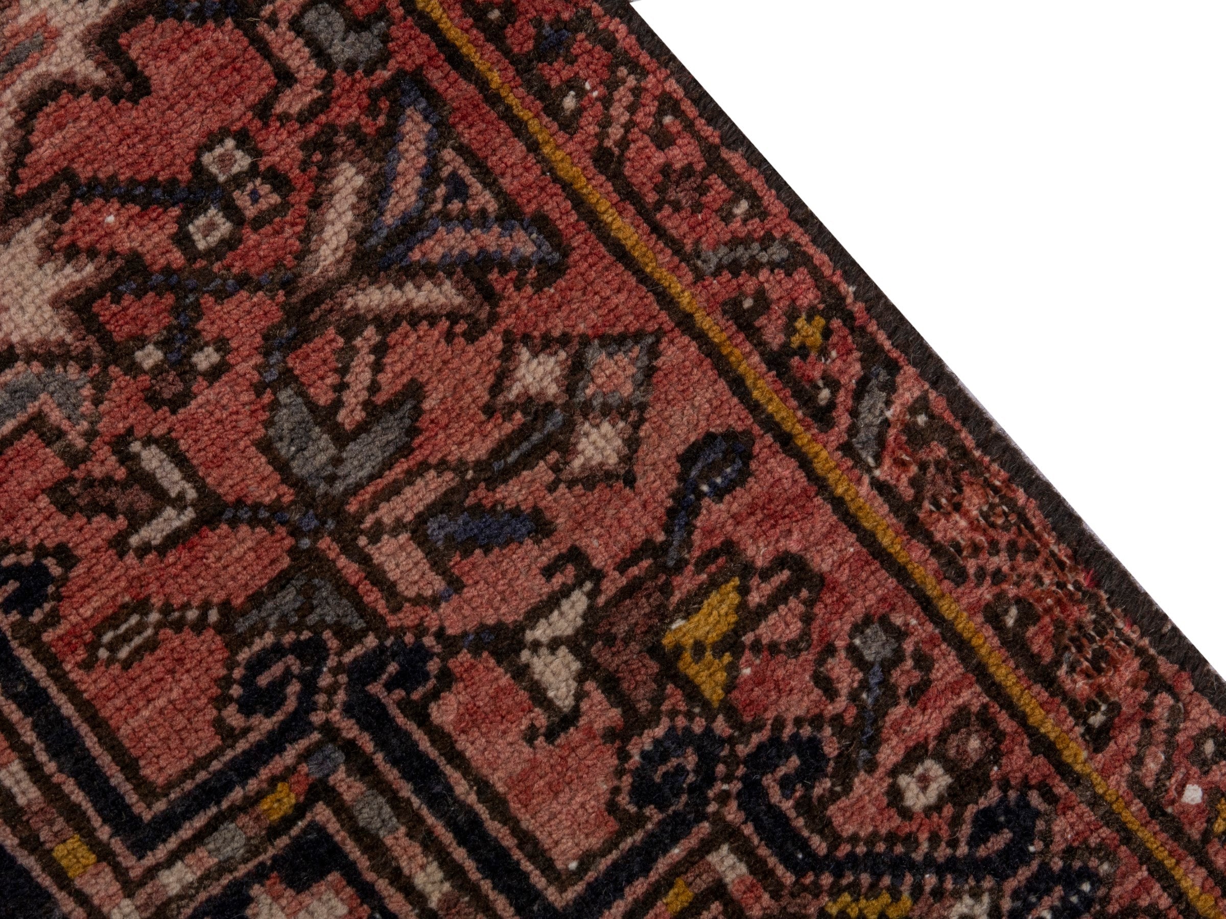 Persian Gorevan runner rug in burgundy and dark blue, view 7 of 19