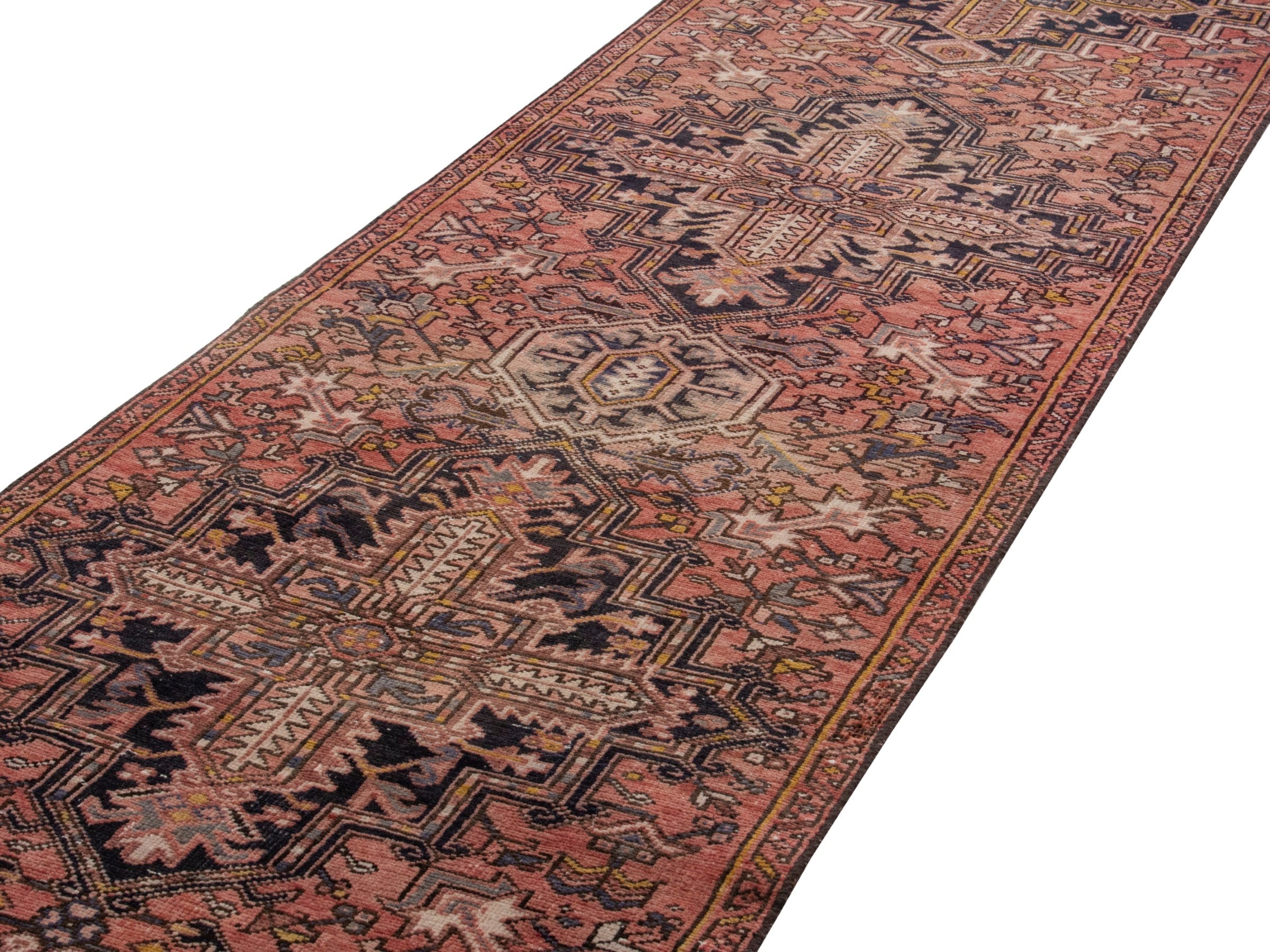 Persian Gorevan runner rug in burgundy and dark blue, view 9 of 19