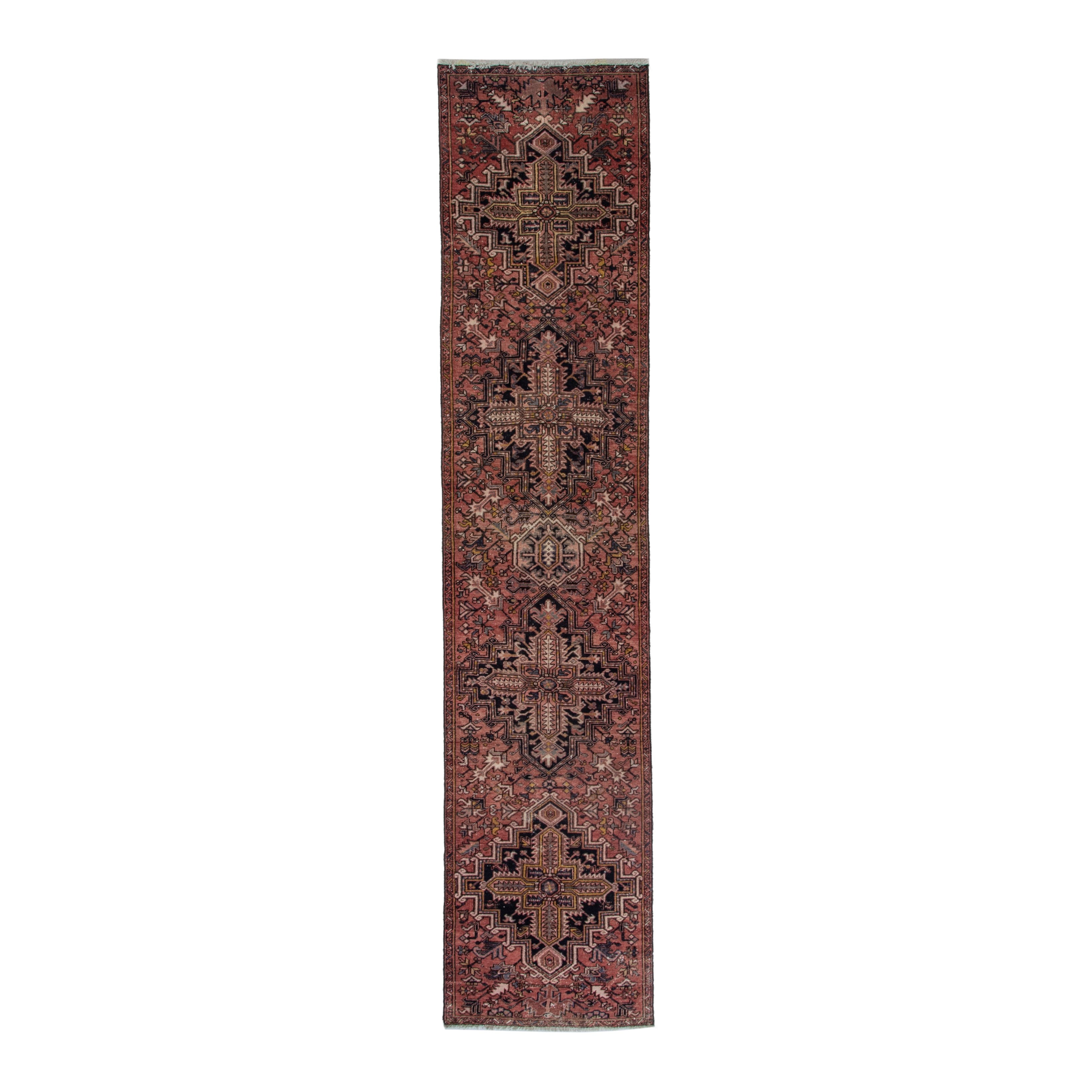 Persian Gorevan runner rug in burgundy and dark blue, 2'10" x 13'8"