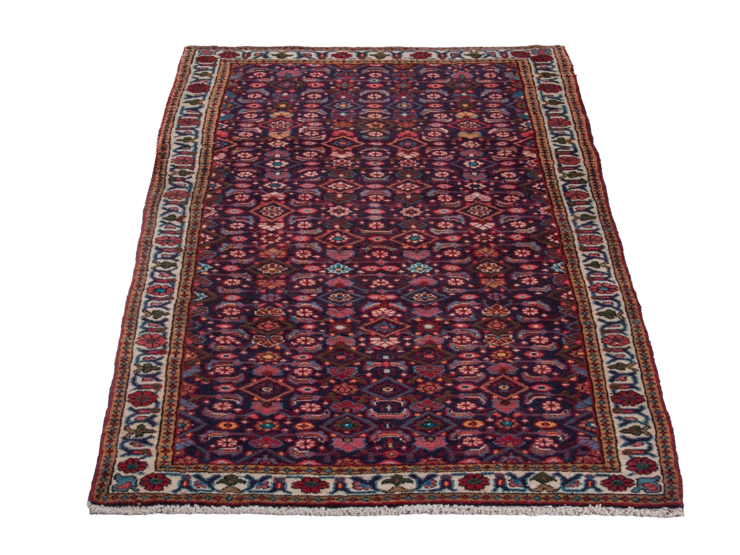 Persian Mahal runner rug in burgundy and off-white, view 2 of 18