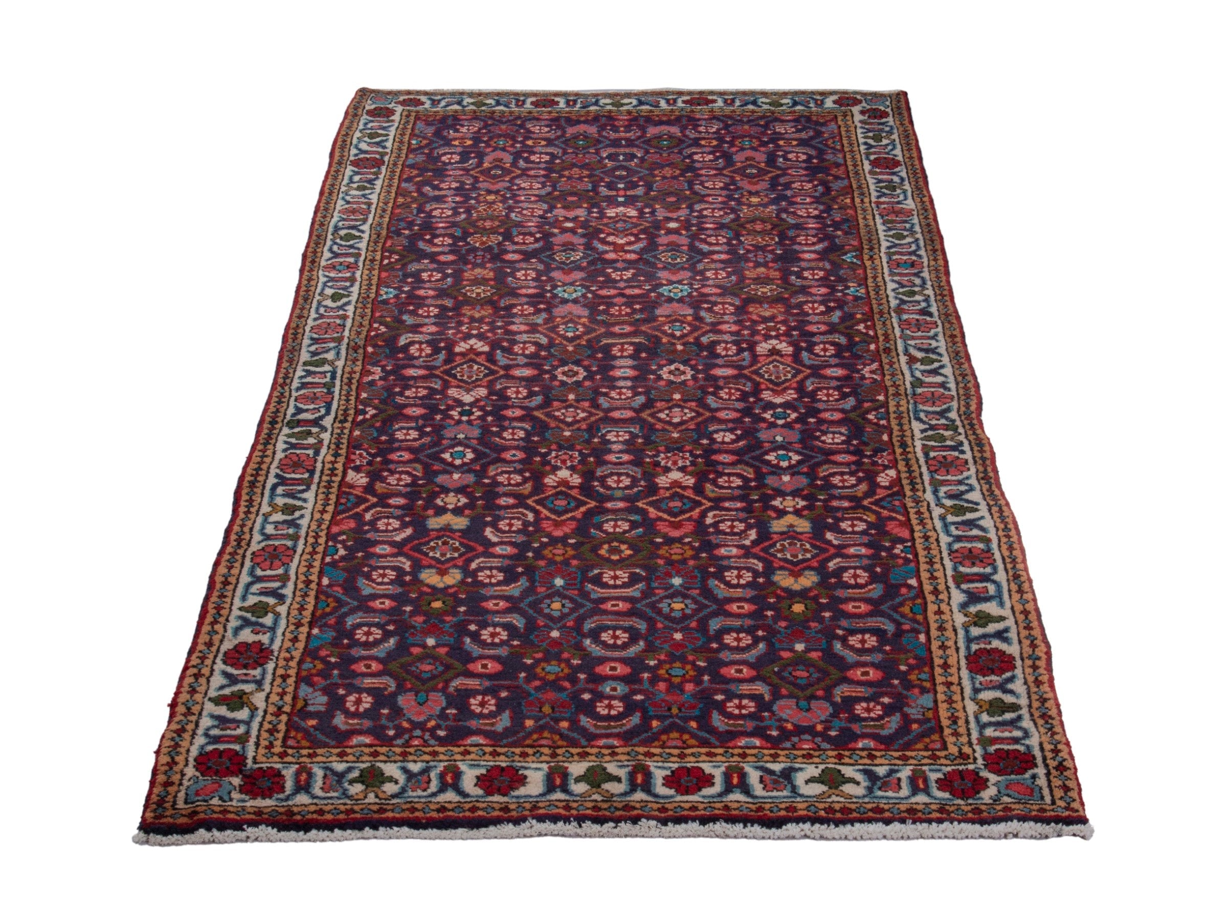 Persian Mahal runner rug in burgundy and off-white, view 3 of 18