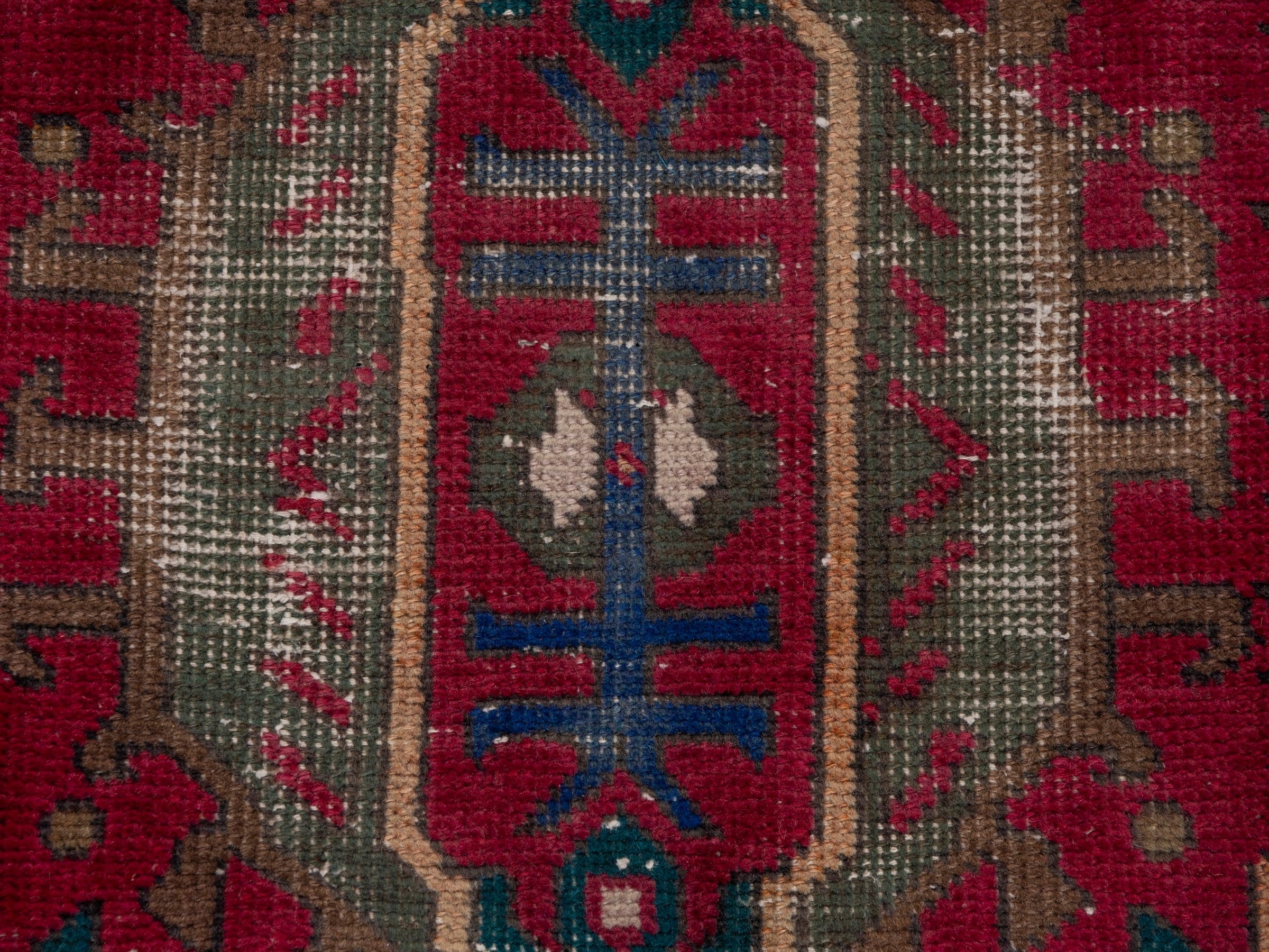 Persian Tabriz runner rug in burgundy and ivory, view 11 of 19