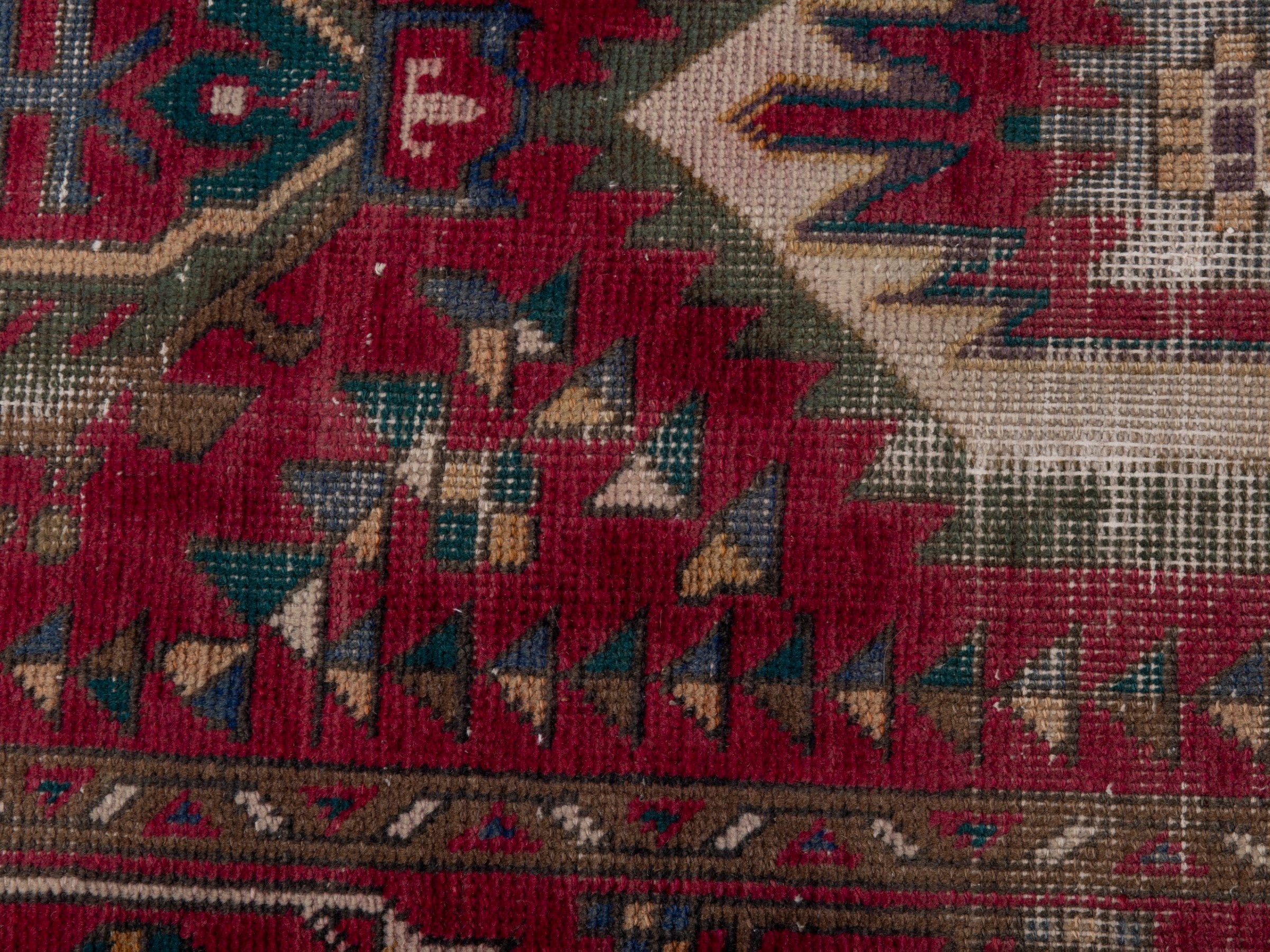 Persian Tabriz runner rug in burgundy and ivory, view 13 of 19
