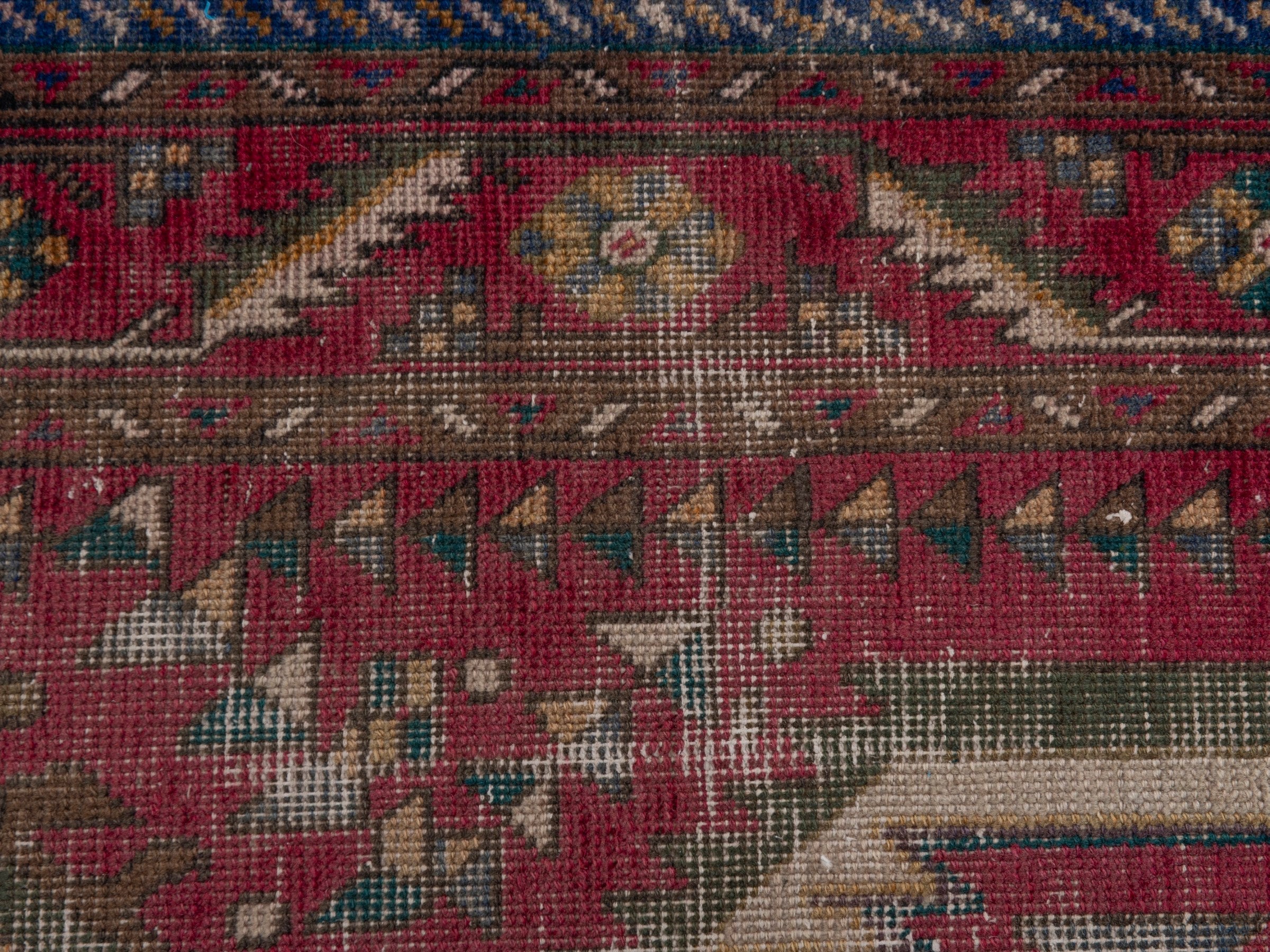 Persian Tabriz runner rug in burgundy and ivory, view 15 of 19