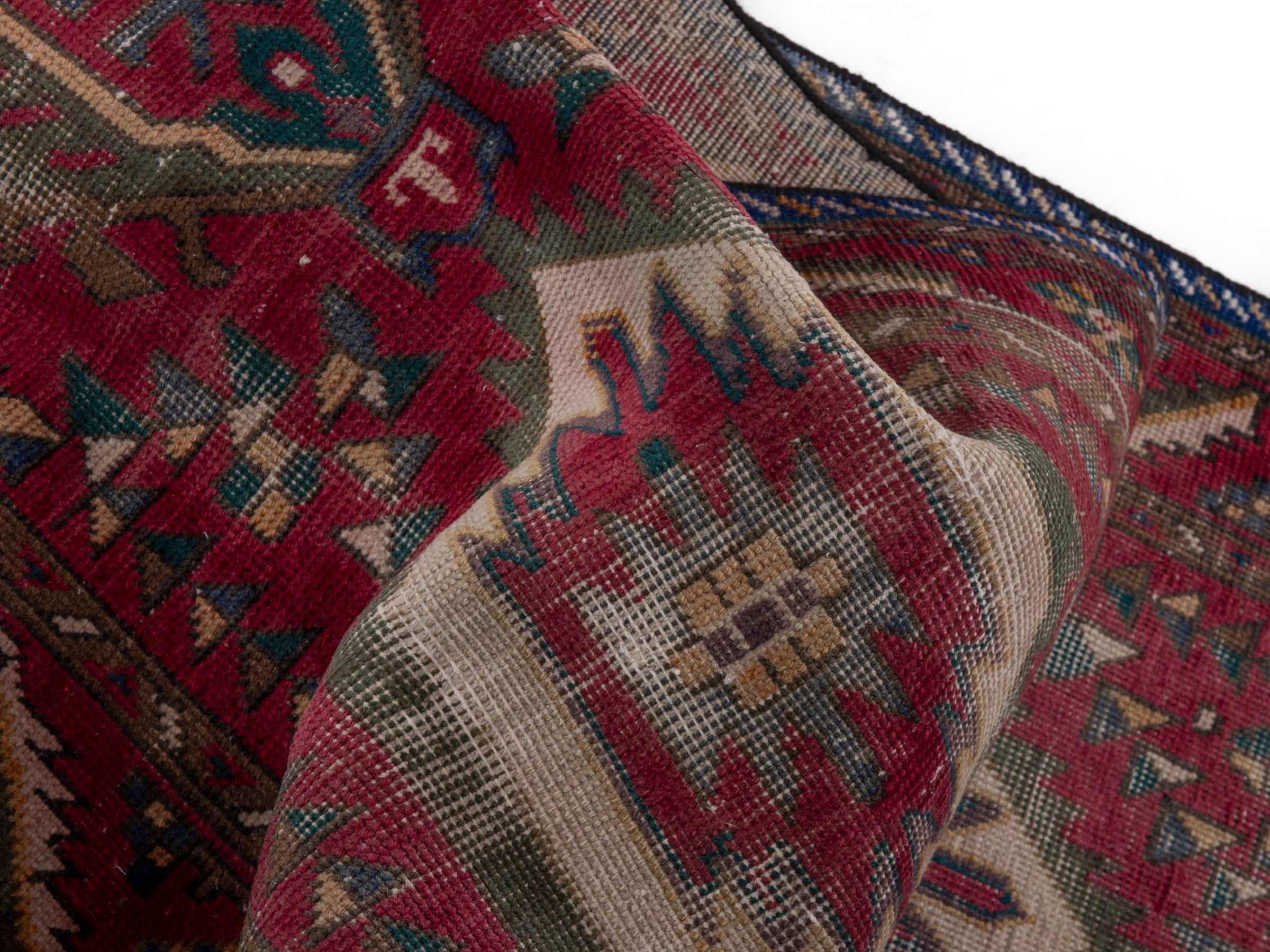 Persian Tabriz runner rug in burgundy and ivory, view 16 of 19